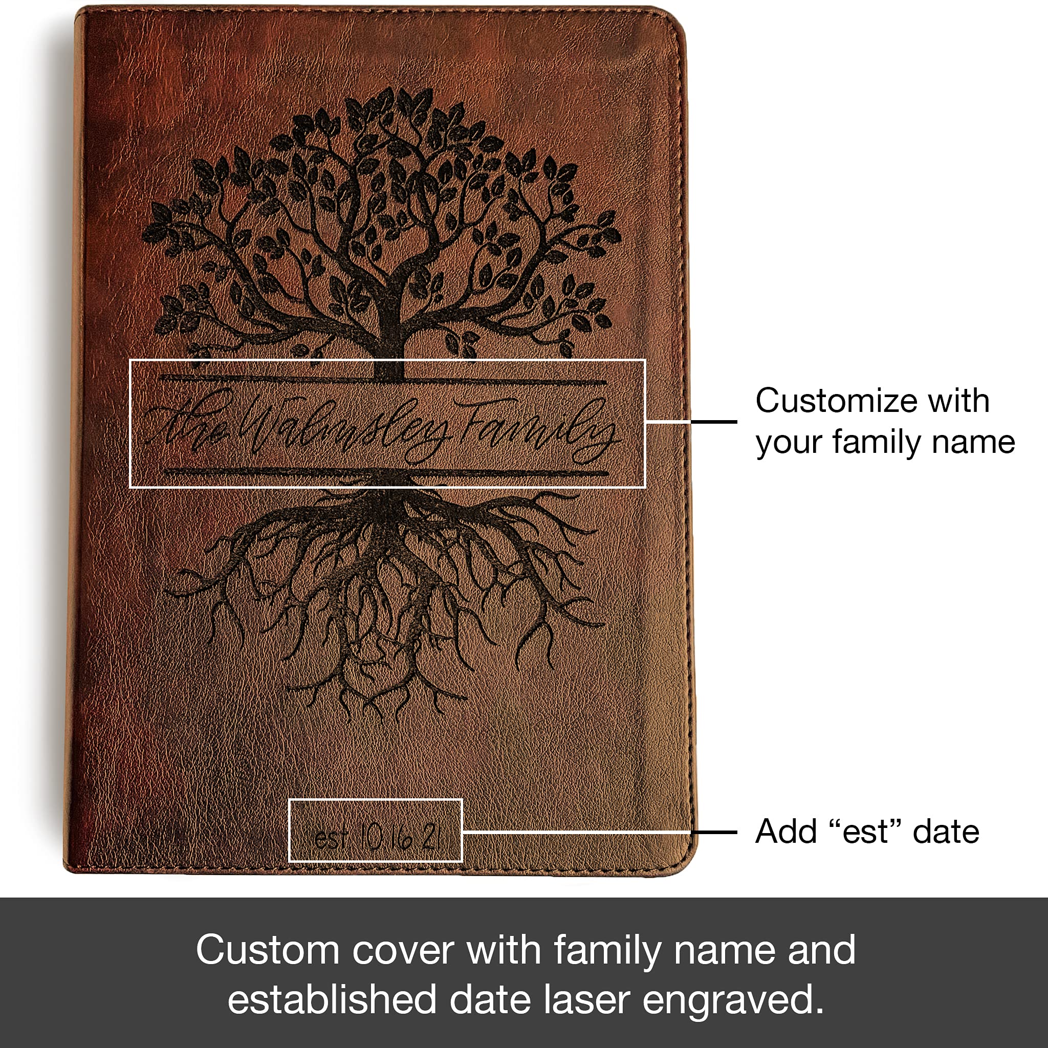 Personalized Family Name ESV Journaling Bible with Custom Tree Design - Engraved Wedding Gift for Couples, Bridal Shower, Anniversary & Christian Faith Keepsake