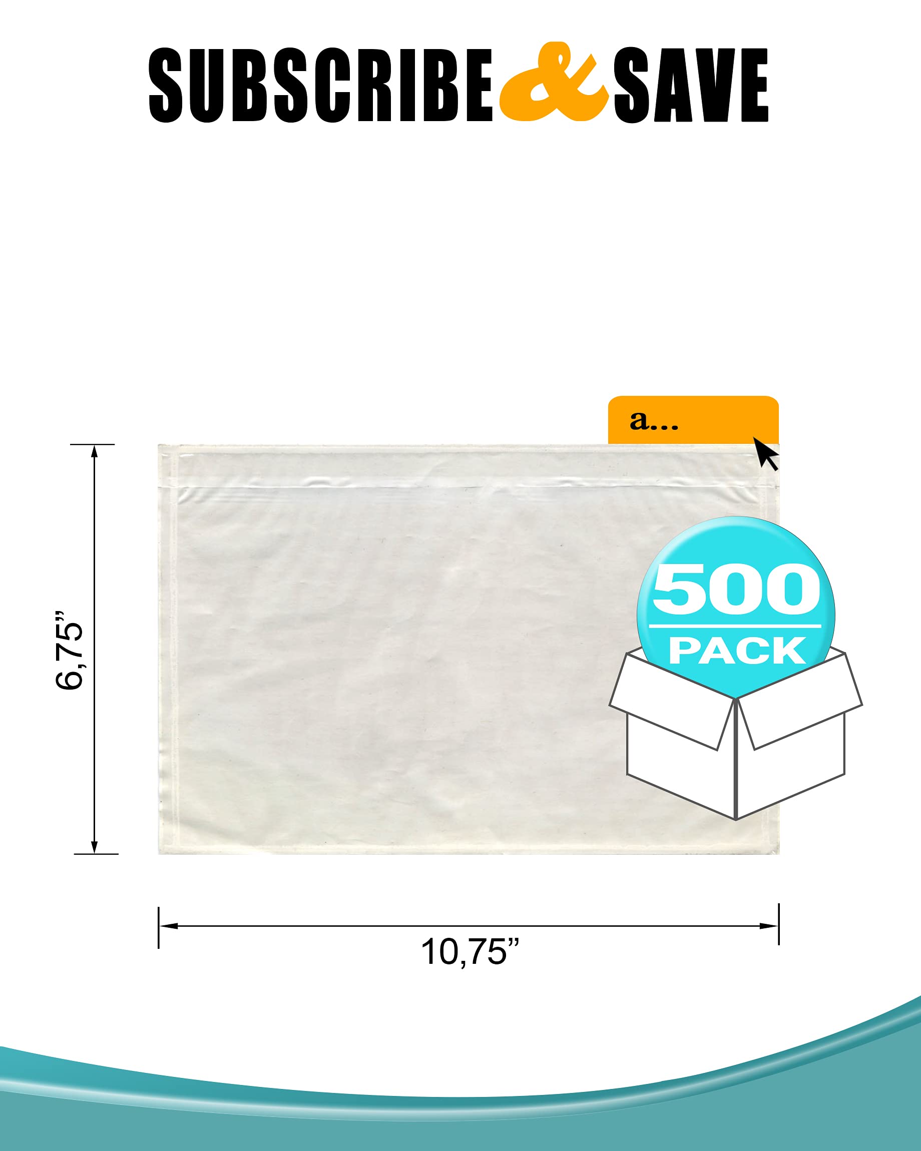 APQ Clear Top Loading Packing List Envelopes, 10.75 x 6.75 Inches - 500 Pack Self-Seal Plastic Shipping Label Pouches - Durable Document Mailing Envelopes for Ecommerce, Business & Office Use