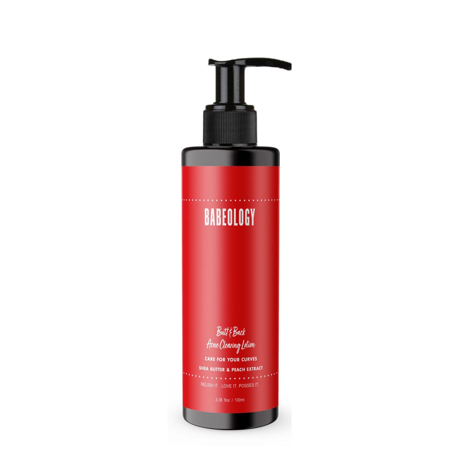 Babeology Back and Bum Acne Clearing Lotion 100ml - Butt Acne Treatment & Dark Spot Removal Cream with Shea Butter & Peach Extract | Effective Scar Fading & Skin Brightening | Perfect for Body Acne, Blemish Care & Smooth Skin Routine