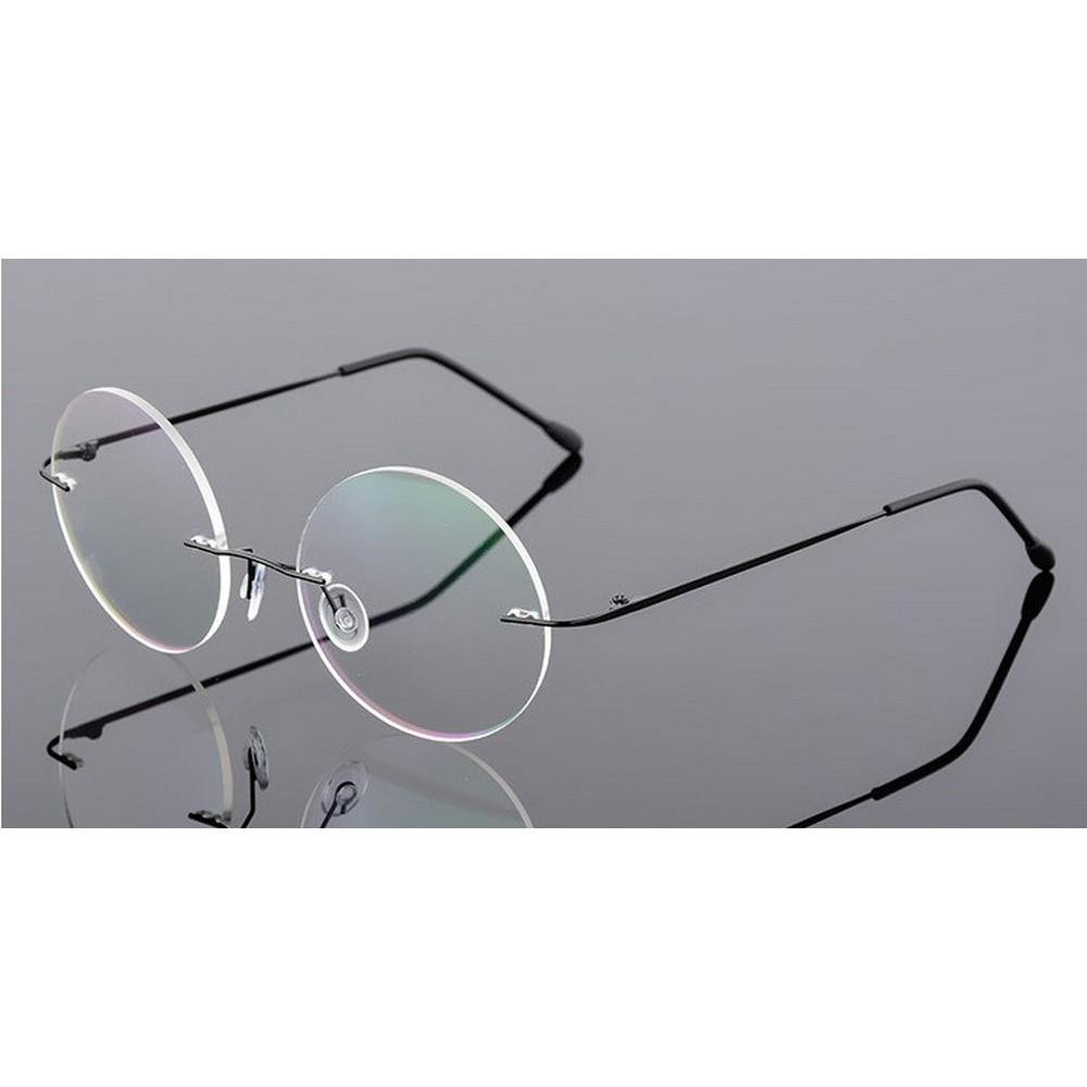 Steve Jobs Gandhi Harry Potter Style Foldable Ultra Light Blue Light Blocking Computer Glasses - Round Rimless Eyewear for Men & Women - Perfect for Office, Gaming & Screen Use