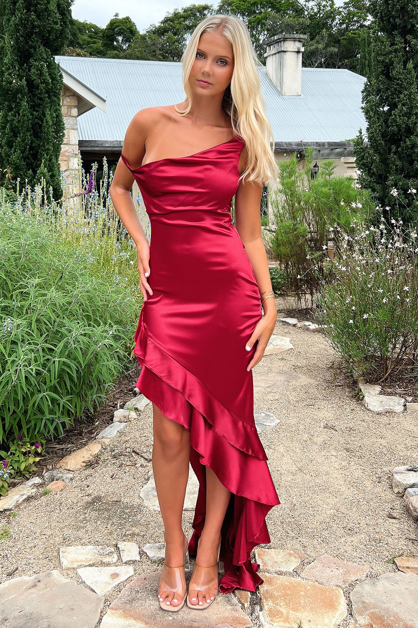 Daenerys Maxi Dress for Women - Elegant Burgundy Long Sleeve Flowy Dress for Fall & Winter | Perfect for Parties, Weddings & Special Occasions