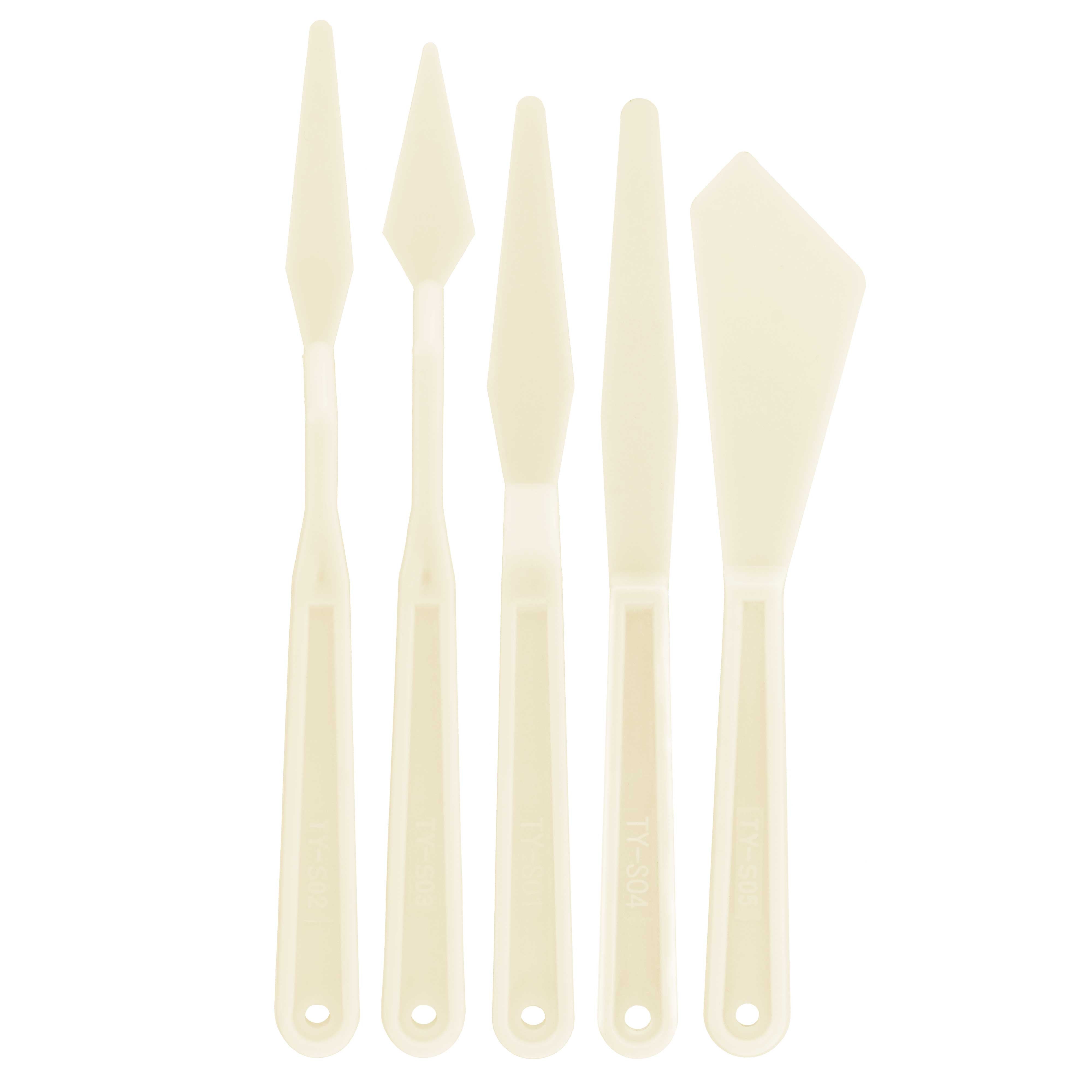 U.S. Art Supply 5-Piece Plastic Artist Spatula Palette Knife Set for Oil & Acrylic Painting - Mix, Spread & Apply Paint on Canvases, Perfect for Cake Decorating & Icing - Ideal for Artists, Hobbyists & Bakers