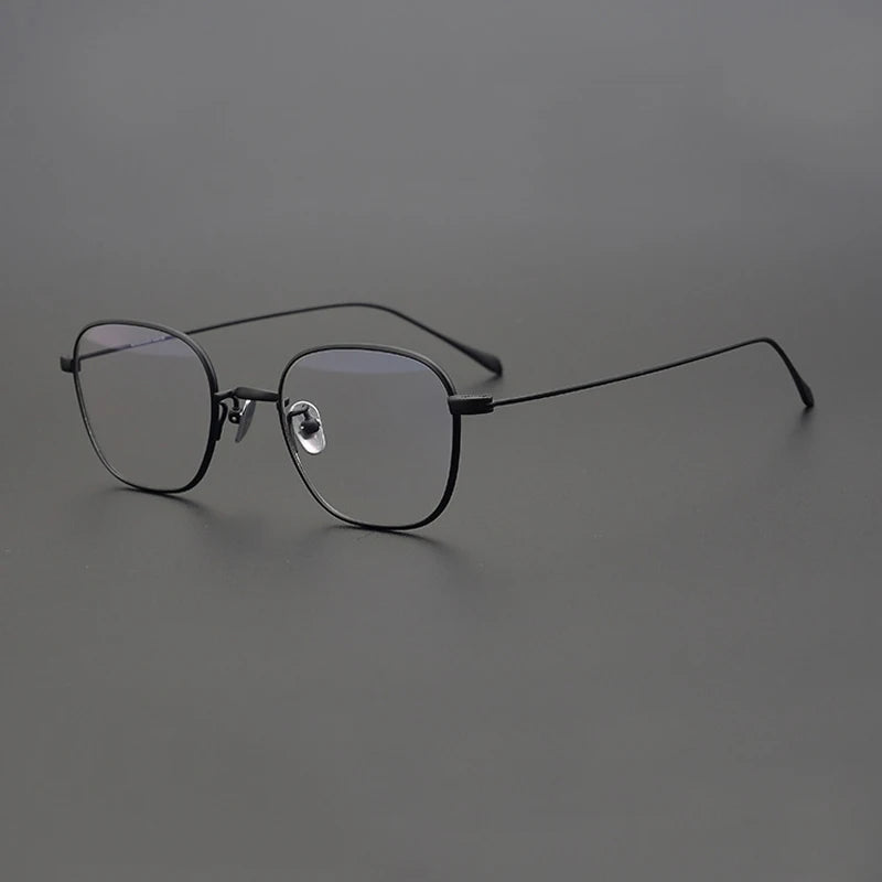 Stylish Unisex Black Titanium Square Polygon Eyeglasses Frame - Lightweight & Durable for Work, Reading & Fashion