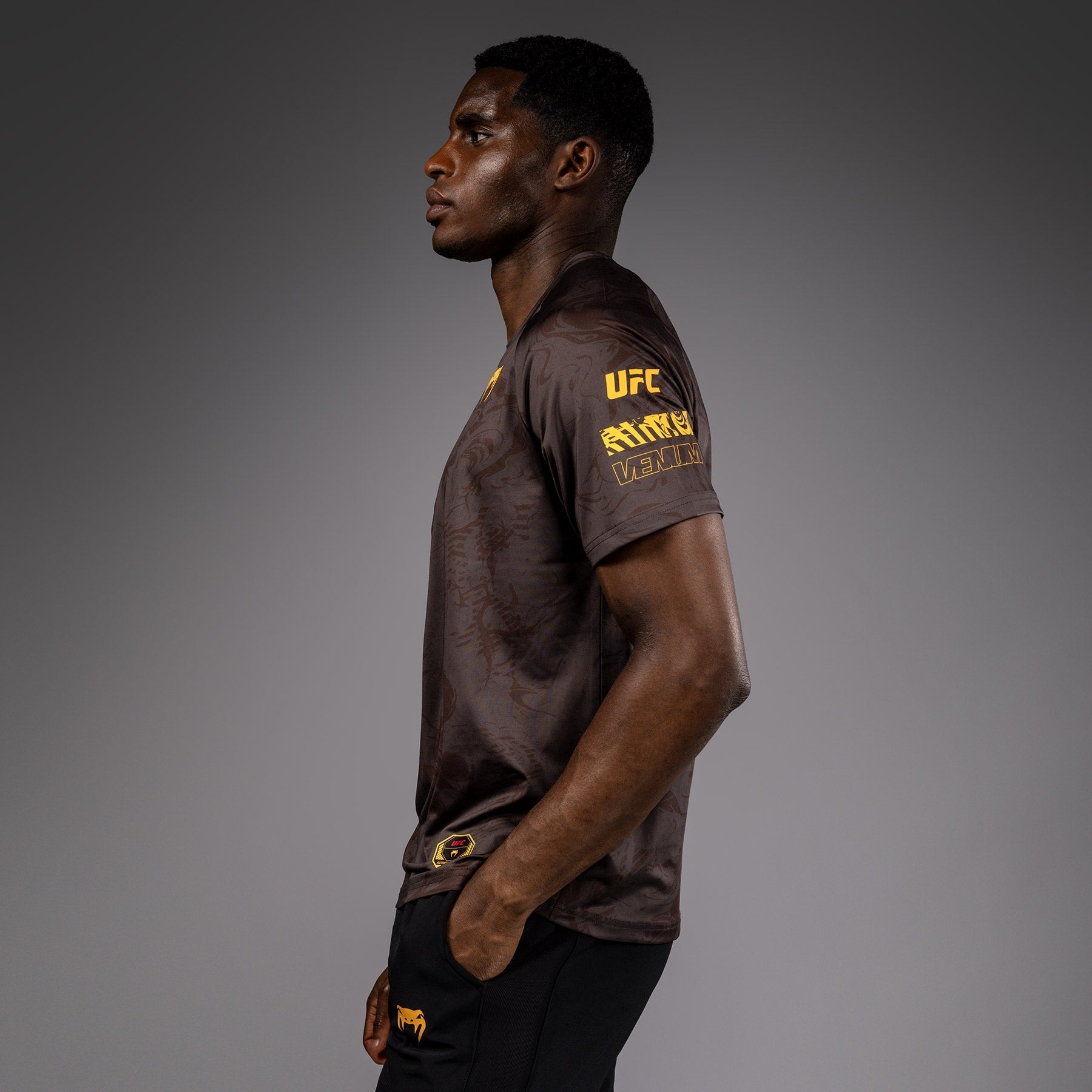Venum UFC Fusion Fight Week Men's Dry Tech T-Shirt - Moisture Wicking & Breathable - Earthen Brown - Perfect for MMA Training & Gym Workouts
