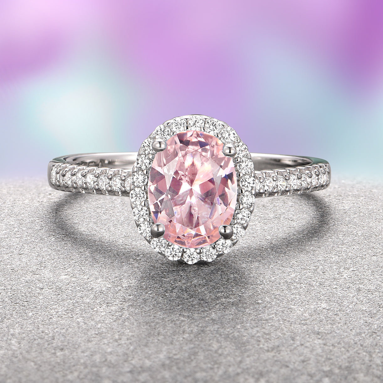 14K White Gold Iris Oval Morganite Engagement Ring - Perfect for Proposals, Anniversaries & Bridal Jewelry