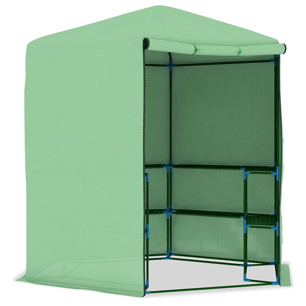 Walk-in Greenhouse Tent with Roll-Up Doors & Shelves - 89.4