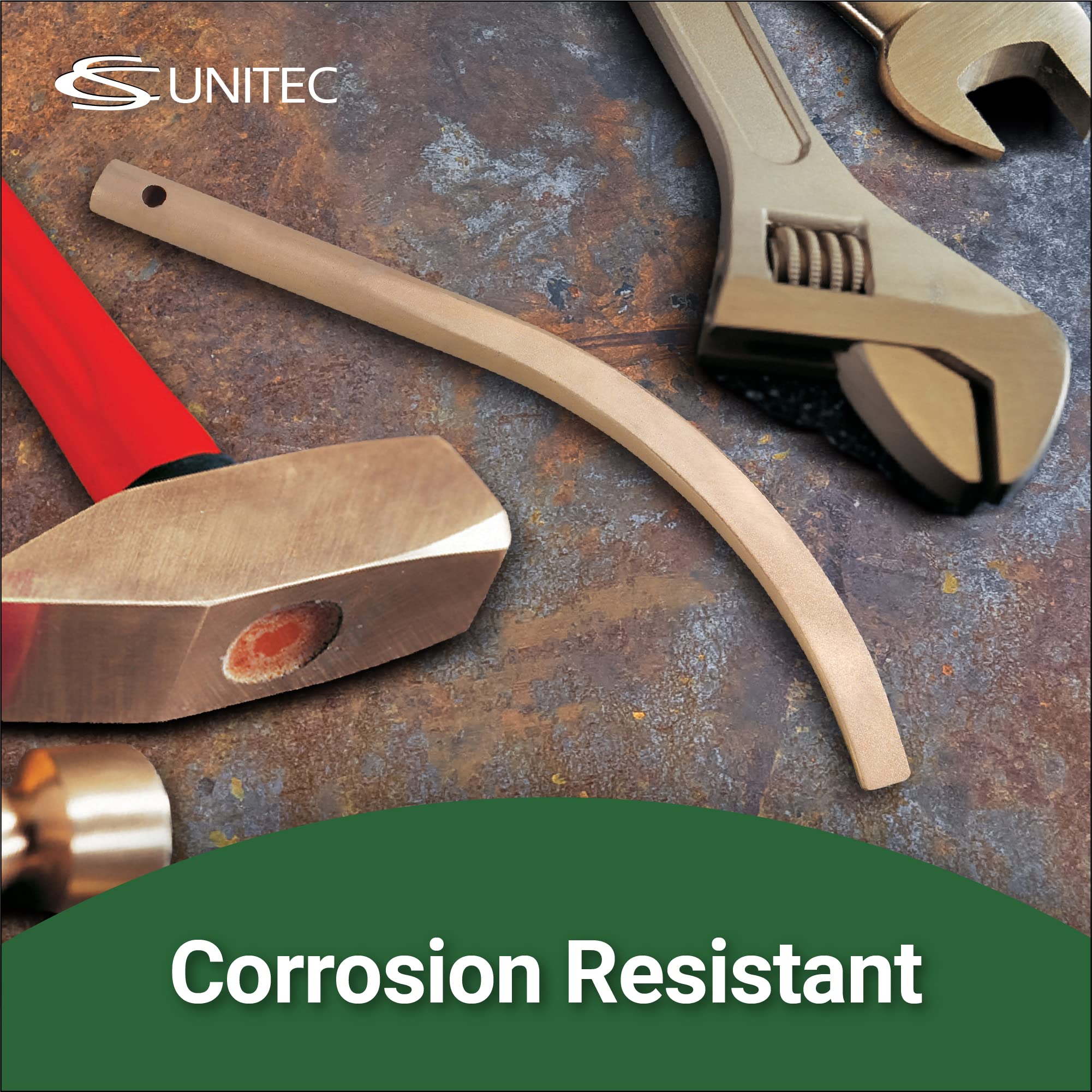 Non-Sparking Copper Beryllium Banana Flange Wedge with Lanyard Hole - Explosion-Proof Pipefitting Tool for Oil & Gas, Chemical Plants | CS Unitec | Welding & Maintenance Safety Equipment