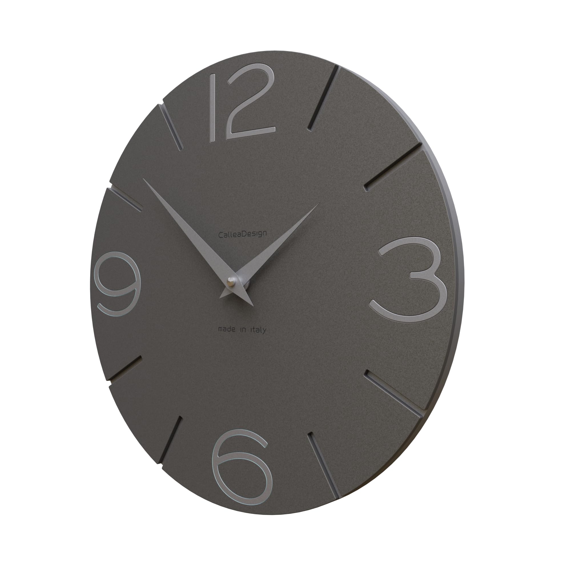 CalleaDesign 11.8 Inch Modern Grey Smile Wall Clock - Silent Quartz Movement - Perfect for Living Room, Bedroom, Office & Home Decor