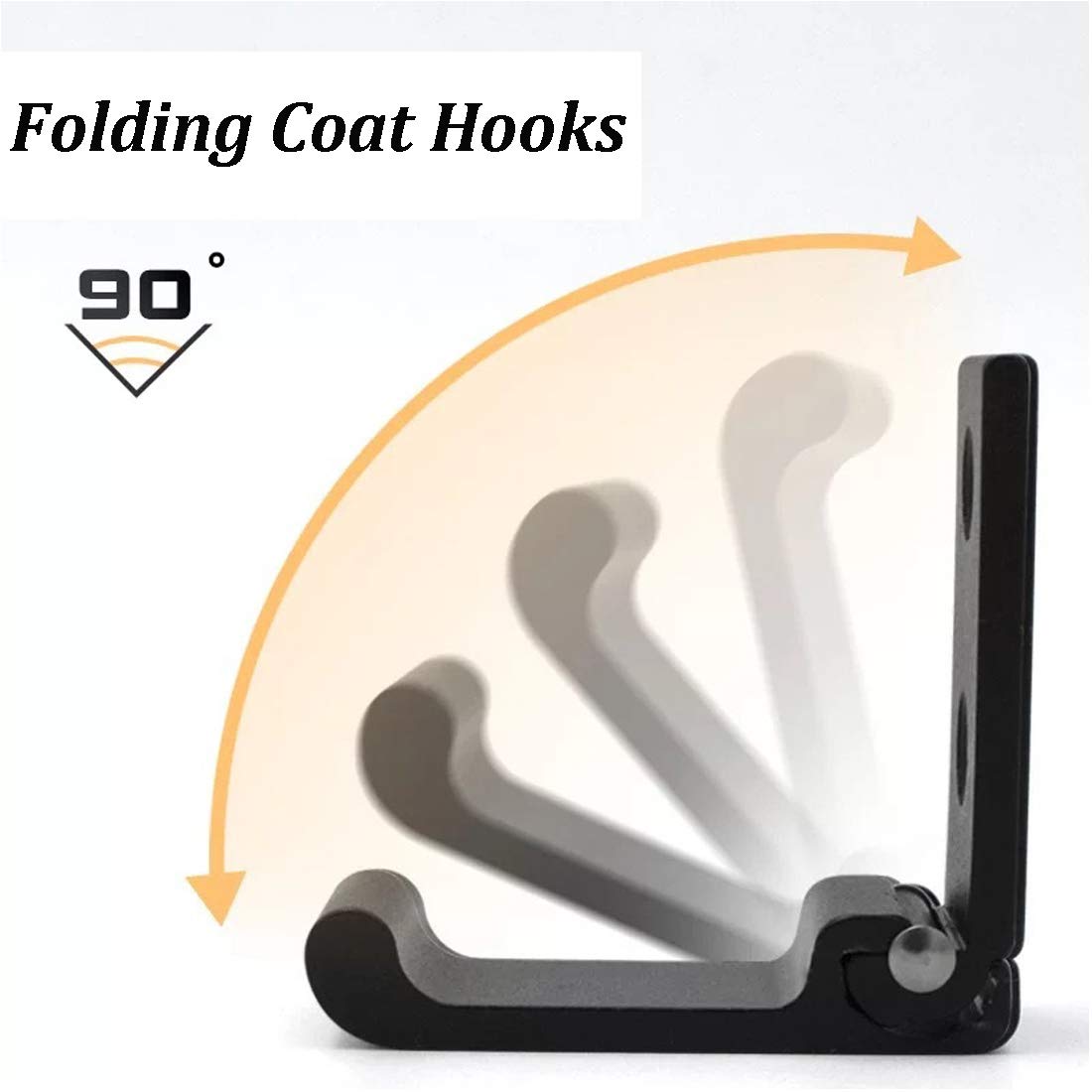 6PCS Matte Black Folding Coat Hooks - Heavy Duty Aluminum Alloy Wall Mounted Hooks for Coats, Bathroom Towels & Robes - Rustproof Indoor/Outdoor Use - Perfect for Entryway, Closet & Laundry Room Organization