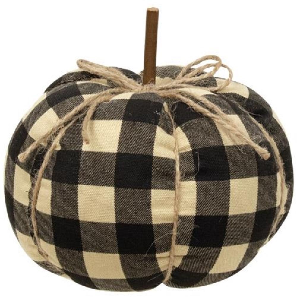 Medium Black Buffalo Check Pumpkin - Fall Home Decor, Thanksgiving Table Centerpiece, Halloween Porch Display