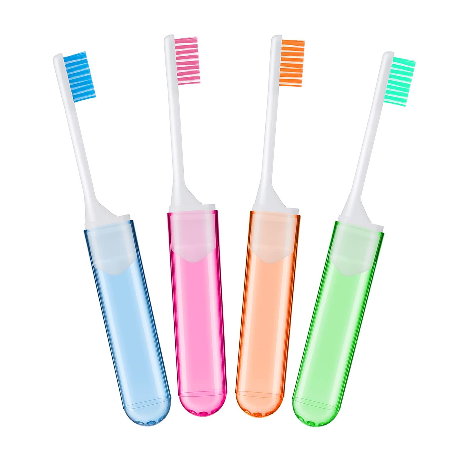 Sibba 4-Pack Foldable Travel Toothbrush Covers with Soft Bristles - Portable Mini Toothbrush Case for Men, Women & Kids - Perfect for Camping, Travel & Hygiene On-The-Go