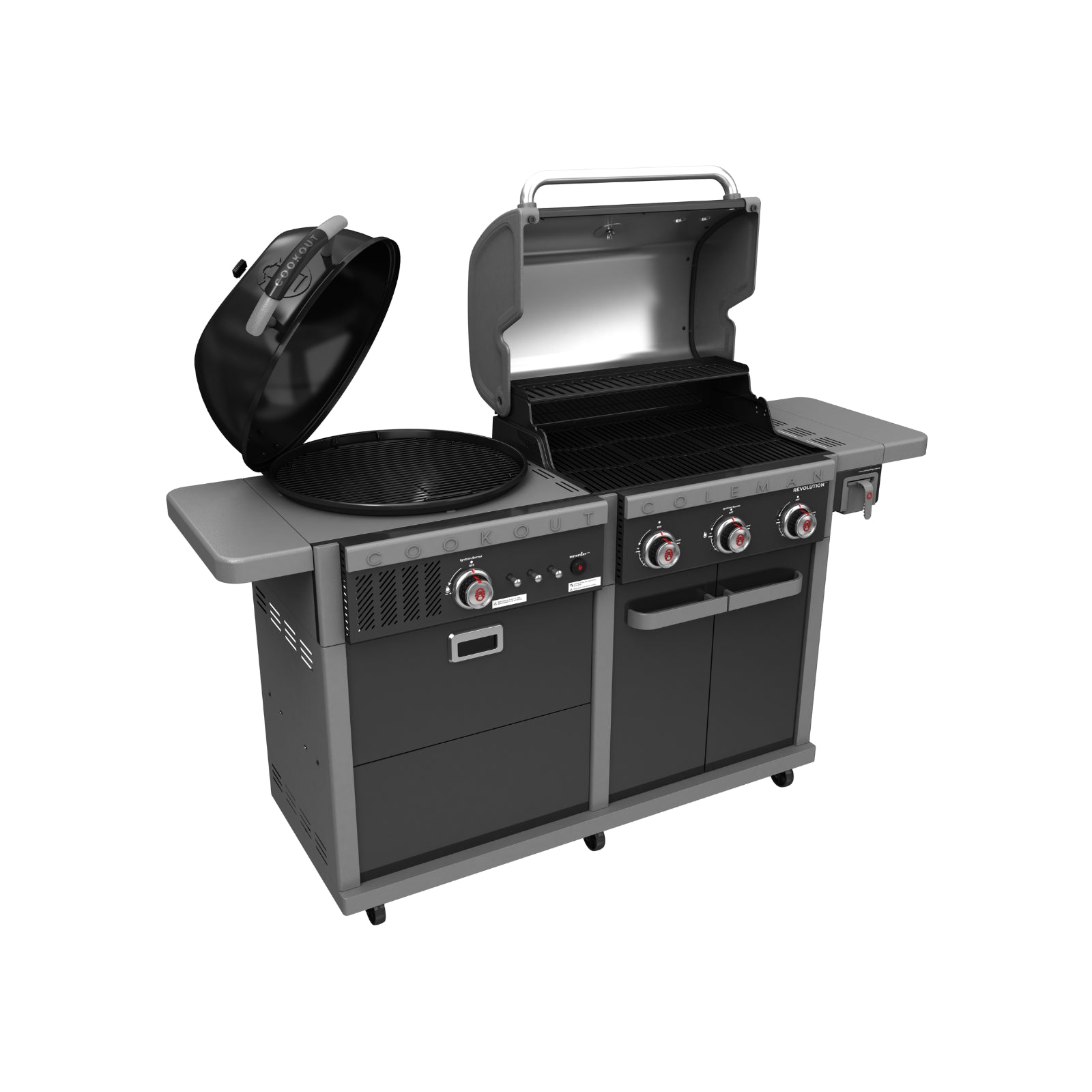 Coleman Revolution Dual Fuel Gas & Charcoal BBQ Grill - Black Gloss Finish - Portable Outdoor Camping & Backyard Grilling REVDFBGL