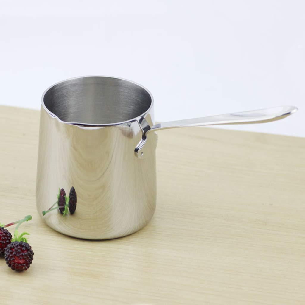 Premium 370ml Stainless Steel Turkish Coffee Pot - Long Handle Saucepan for Milk, Butter & Coffee Warmer - Ideal for Home, Camping & Gifts