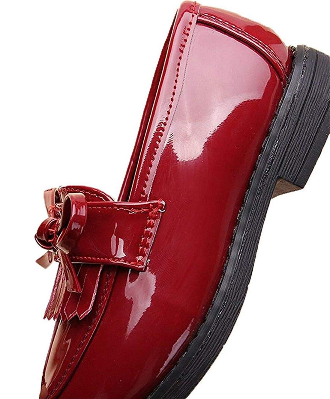 Girls Patent Leather Penny Loafers - Slip-On School Uniform Shoes for Dress & Everyday Wear - Shiny Oxford Flats for Class, Church & Special Occasions
