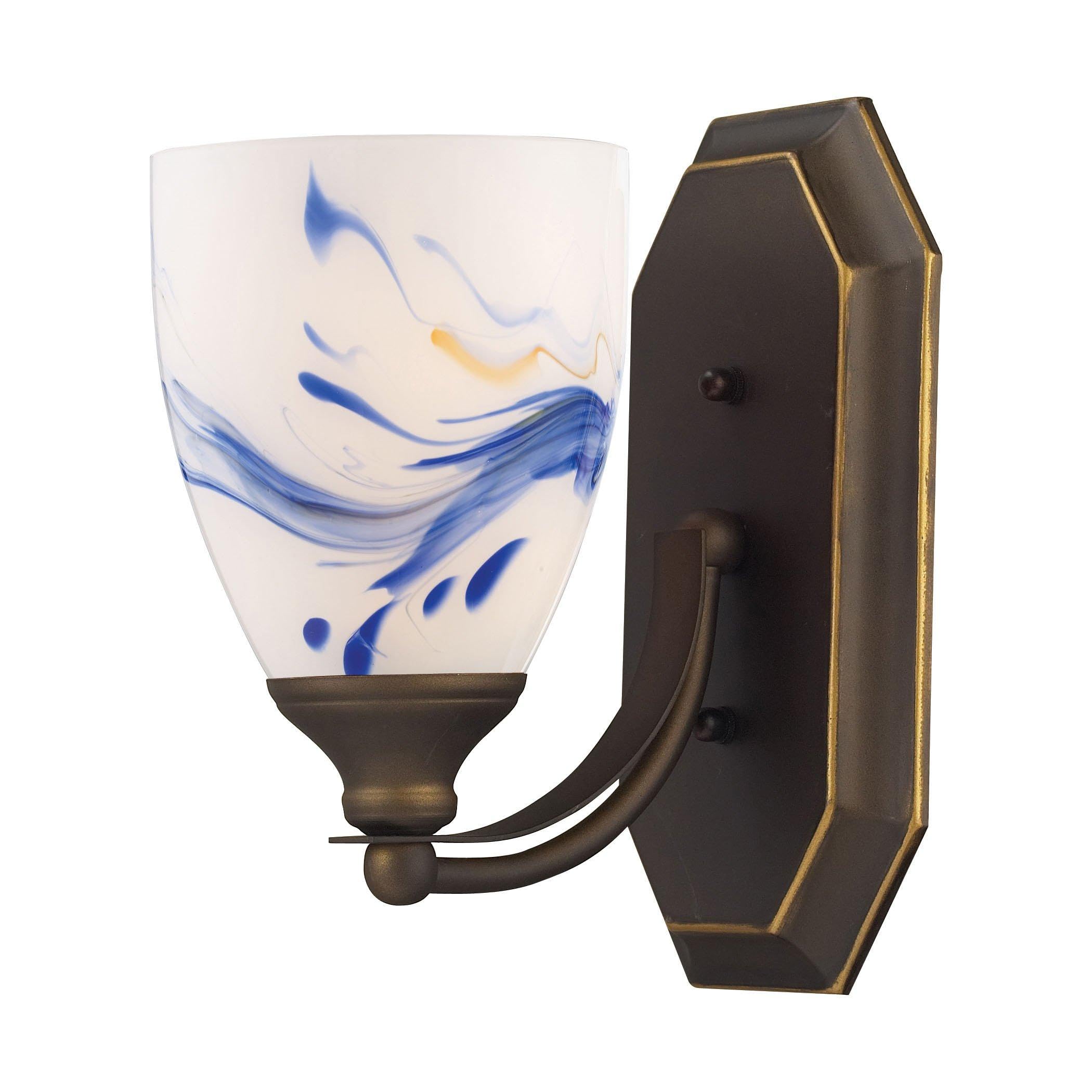 Aged Bronze LED Vanity Light with Mountain Glass - 800 Lumens (60W Equivalent), Dimmable, Replaceable Bulb (120V) - Perfect for Bathroom, Bedroom, and Dressing Room Lighting