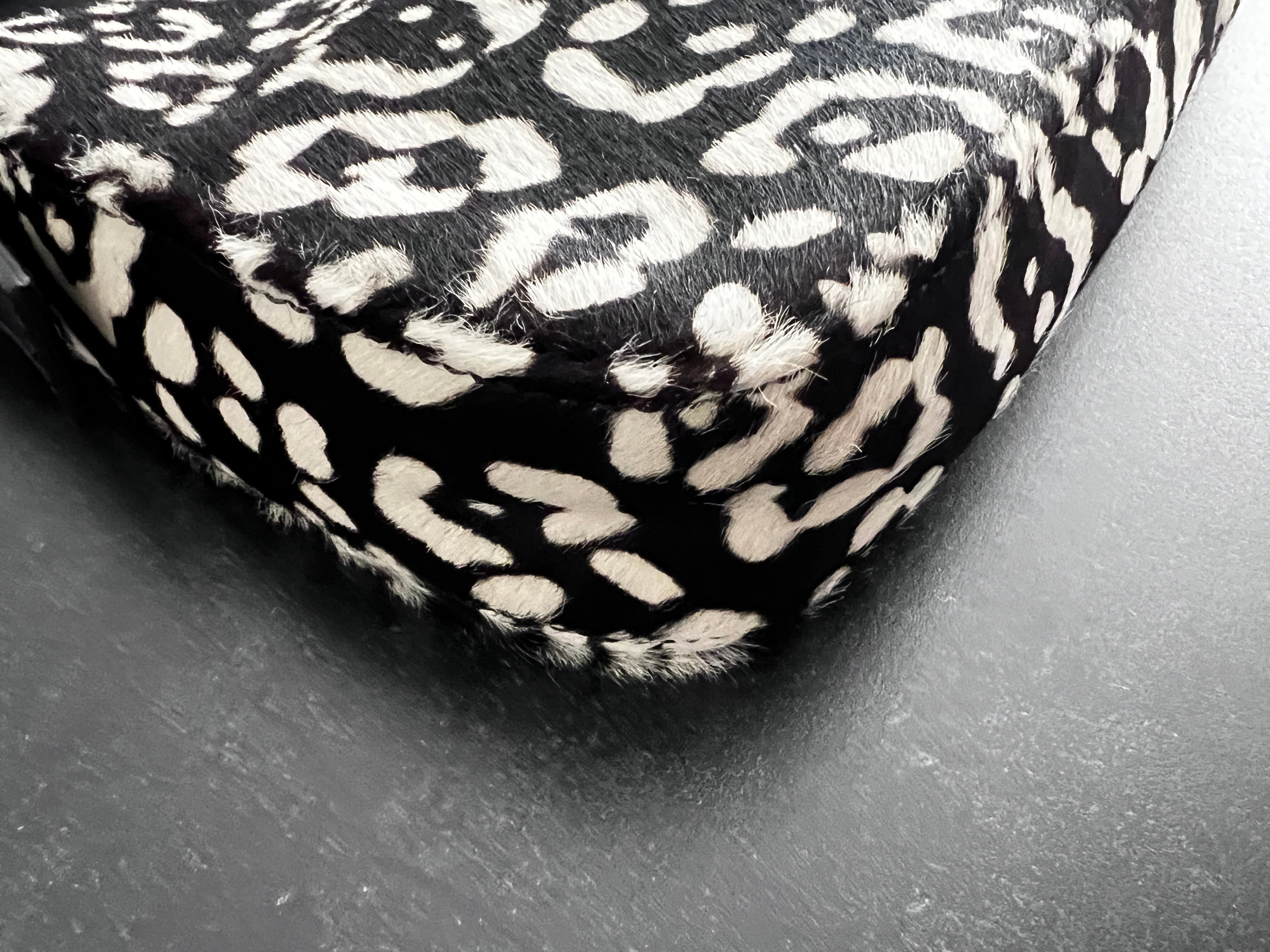 Authentic Fendi Black & White Cheetah Print Pony Hair Baguette Bag - Luxury Designer Handbag for Women, Perfect for Evening Parties & Special Occasions