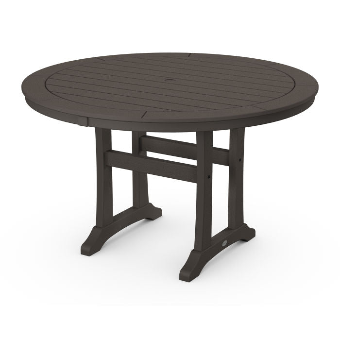 POLYWOOD Nautical Trestle 48-Inch Round Outdoor Dining Table - Perfect for Patio, Deck, Poolside & Beach House Dining