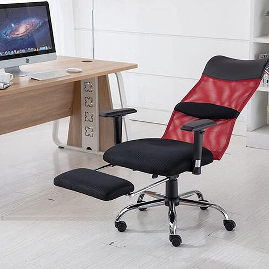 Ergonomic Mesh Office Chair - Adjustable Reclining Backrest, Breathable Computer Desk Chair for Home & Gaming, Comfortable Task Chair with Lumbar Support (Red) - Perfect for Work, Study & Long Hours at the Desk