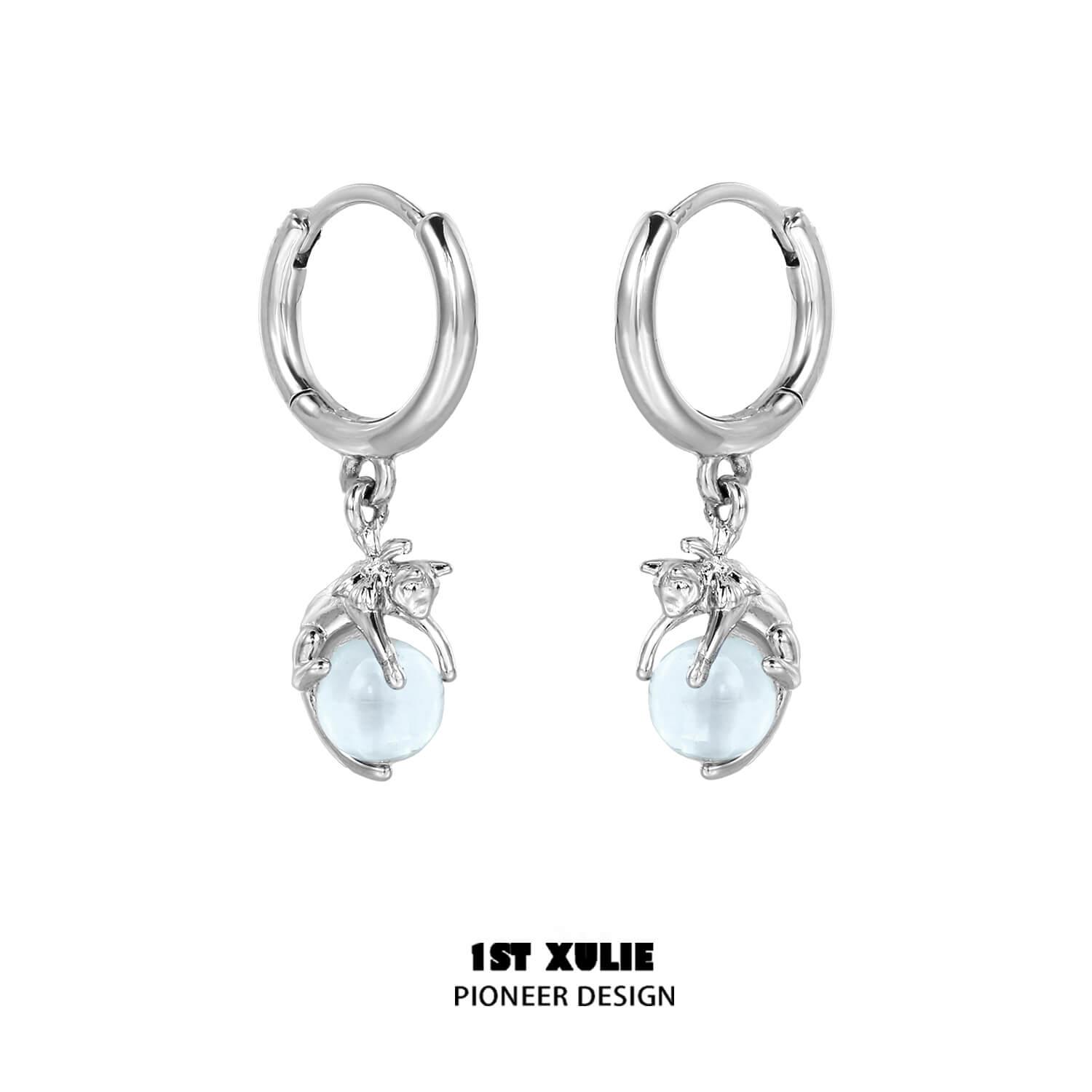 18K Gold Plated Crystal Lucky Cat Pendant Earrings for Women - Elegant Jewelry Gift for Birthday, Anniversary & Party Wear