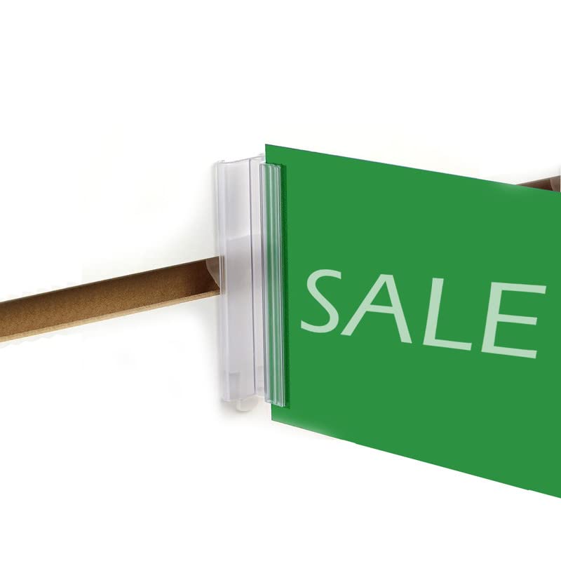 100 Pack Slatwall Sign Holders - Vertical Protruding Aisle Card Displays for Retail Slat Board Panels | Durable Store Signage for Supermarkets, Boutiques & Trade Shows