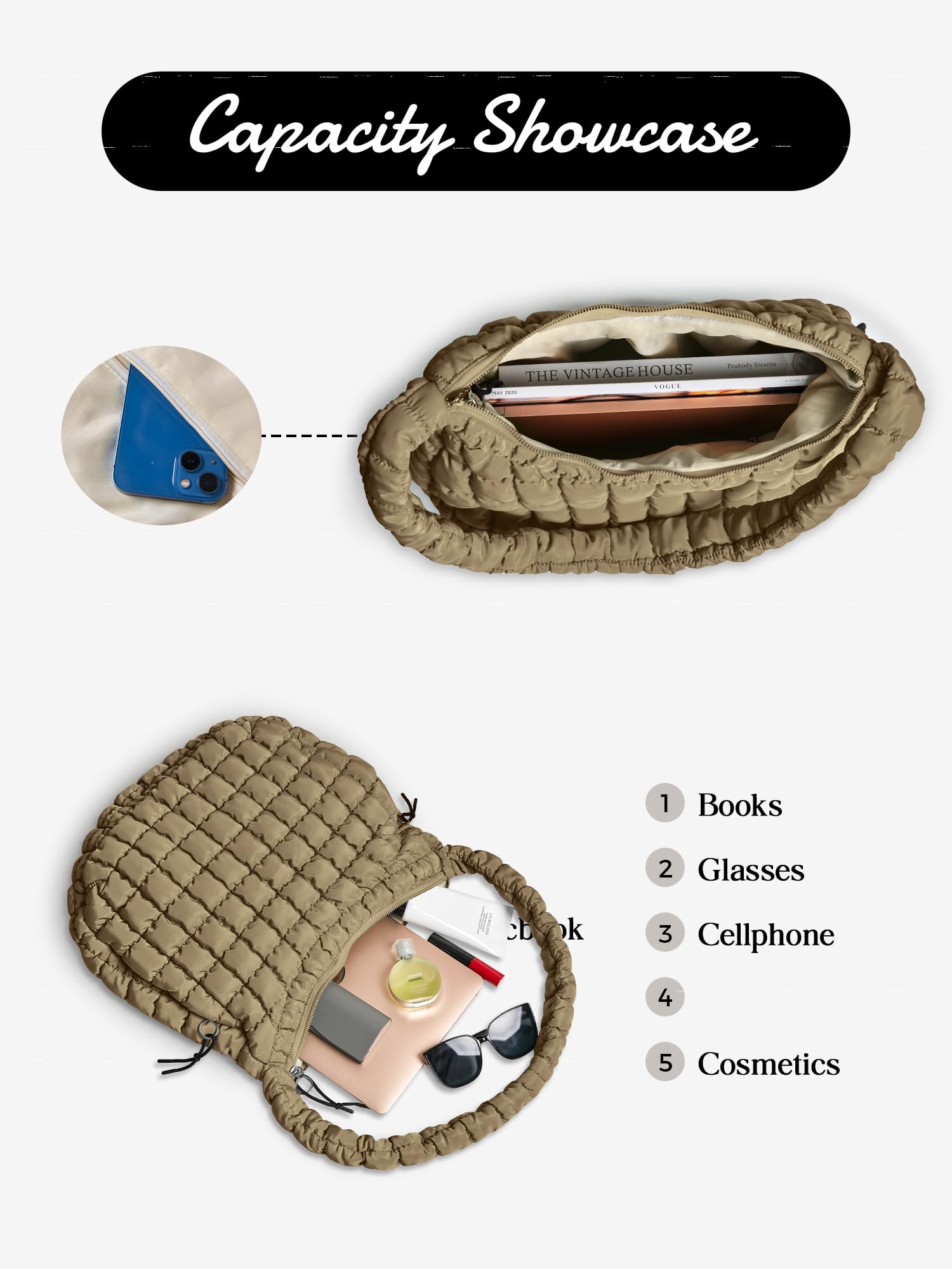 Quilted Puffer Shoulder Bag for Women - Trendy Padded Hobo Tote Bag 2025 | Stylish Winter Fashion Accessory for Daily Commute & Shopping
