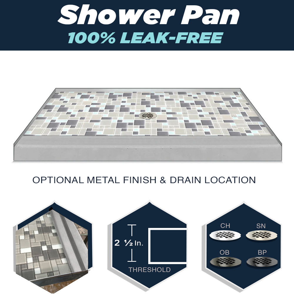 60 Alcove Portland Cement Sistine Stone & Newport Mosaic Accent Tile DIY Shower Remodel Kit - Waterproof Bathroom Wall Tile for Shower Surround, Backsplash, and Flooring