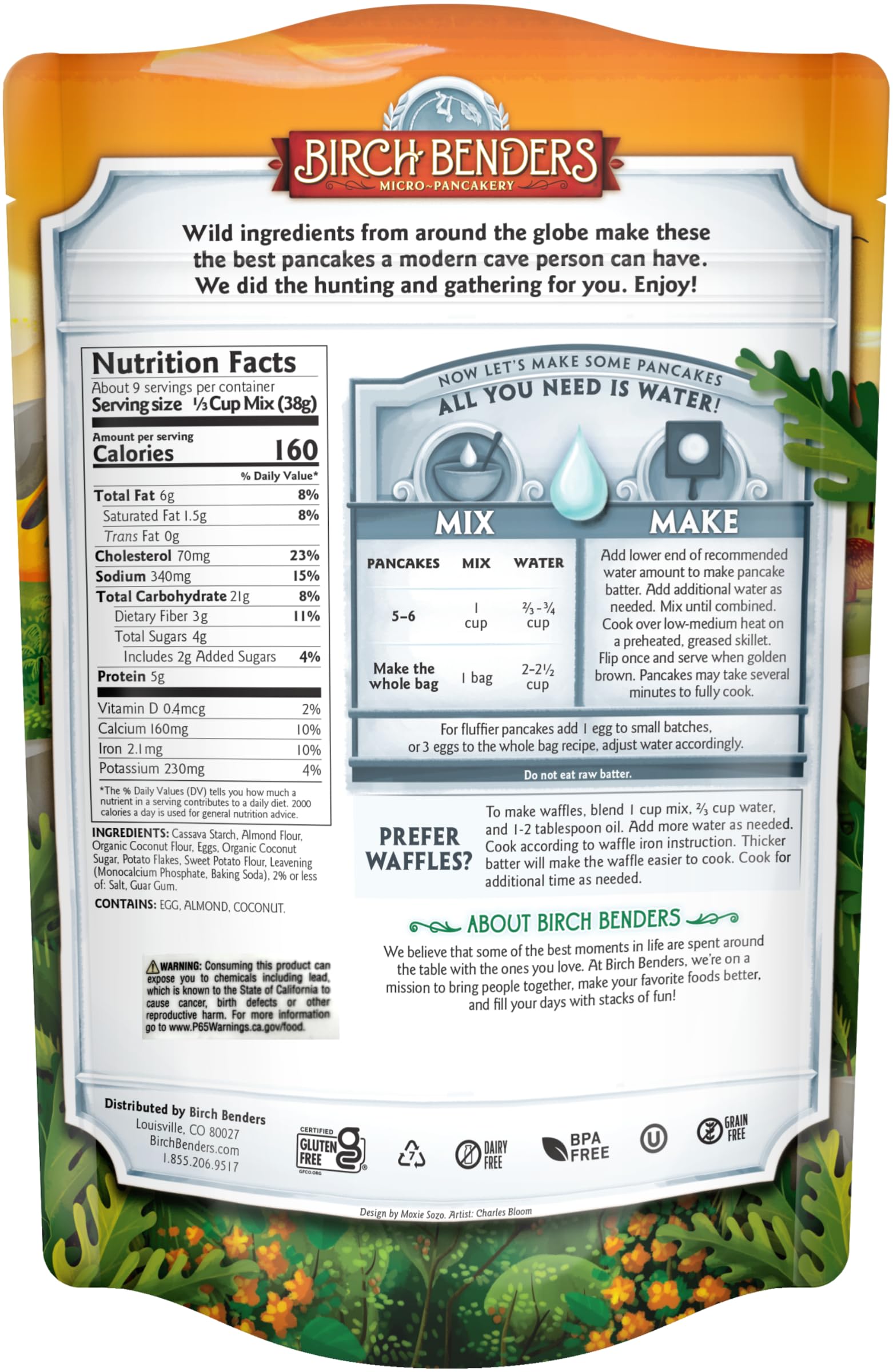 Birch Benders Paleo Pancake & Waffle Mix - Gluten Free, Grain Free (Cassava, Coconut, Almond Flour) - Just Add Water - 12oz (3 Pack) - Perfect for Keto, Paleo & Vegan Breakfasts, Camping & Quick Family Meals