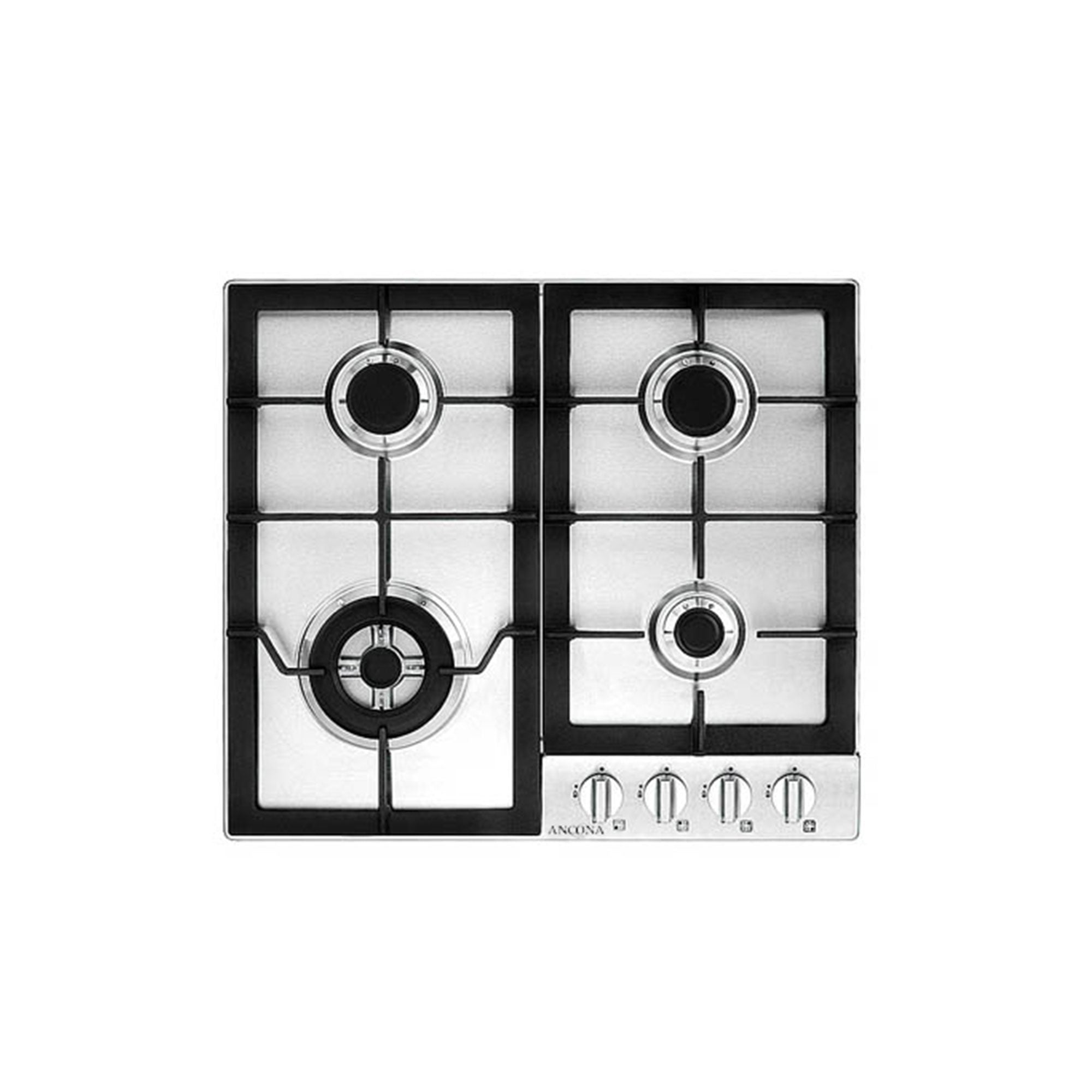 Ancona 24 Inch 4 Burner Gas Cooktop - Stainless Steel with Cast Iron Griddle - Perfect for Home Kitchen, RV, Outdoor Cooking & Camping