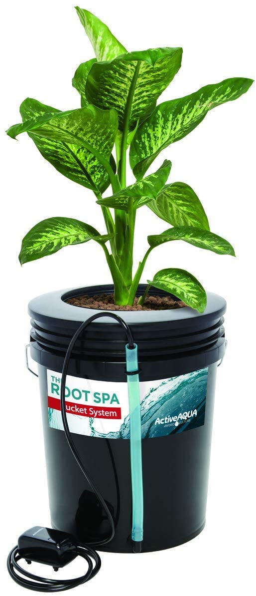 Active Aqua RS5GALSYS 5 Gallon Hydroponic Bucket System - Deep Water Culture Grow Kit with Air Pump & Hose (2 Pack, Black) for Indoor Herb Garden, Leafy Greens & Cannabis Cultivation
