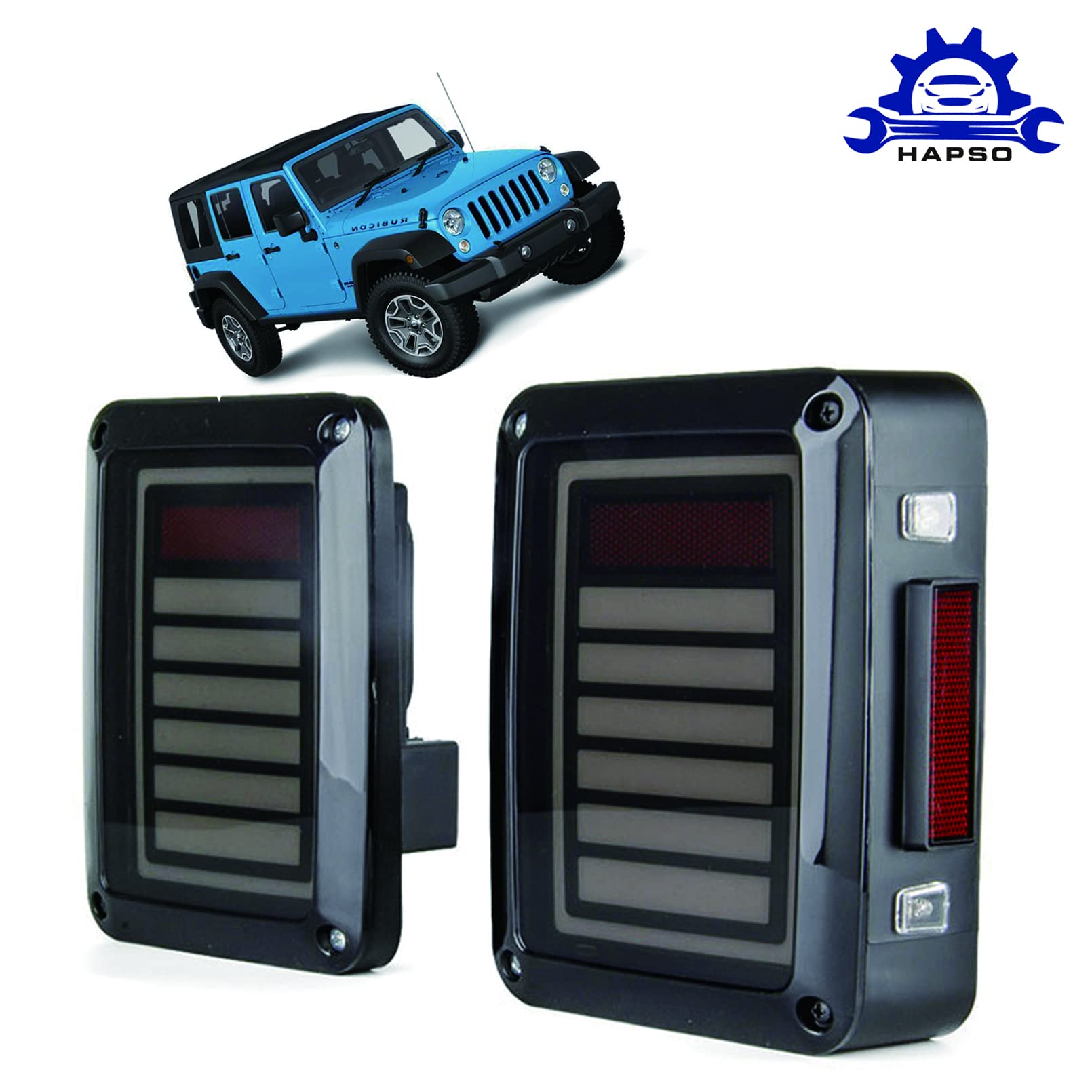 JK LED Smoked Lens Tail Light Assembly for Jeep Wrangler 2007-2018 JK/JKU - Brake Lights, Turn Signals, Reverse & Running Lights - Waterproof Multi-Function LED Taillights for Off-Road & Night Driving