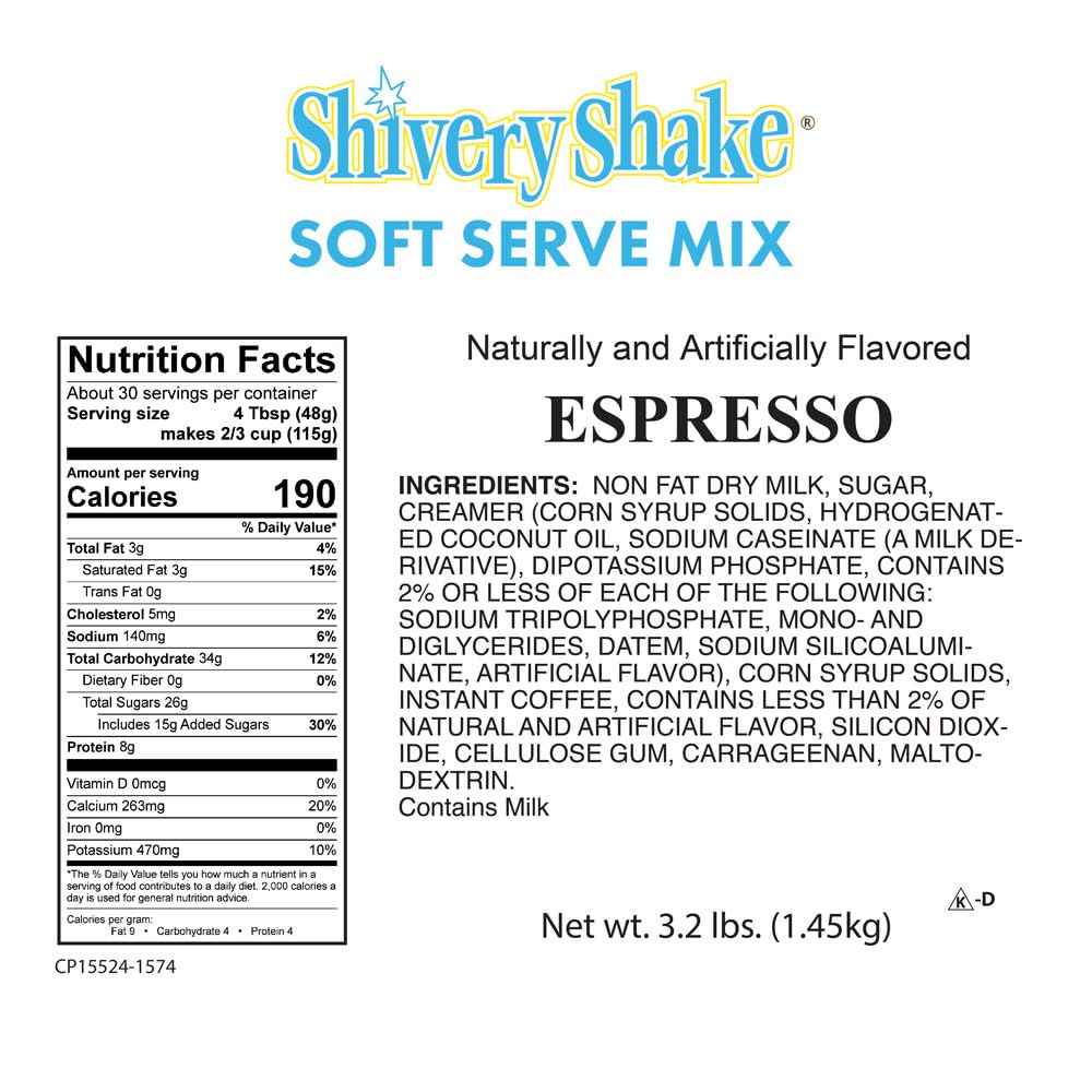 Premium Shivery Shake Espresso Soft Serve Ice Cream Mix - Rich Coffee Flavor for Desserts, Cafes & Home Treats