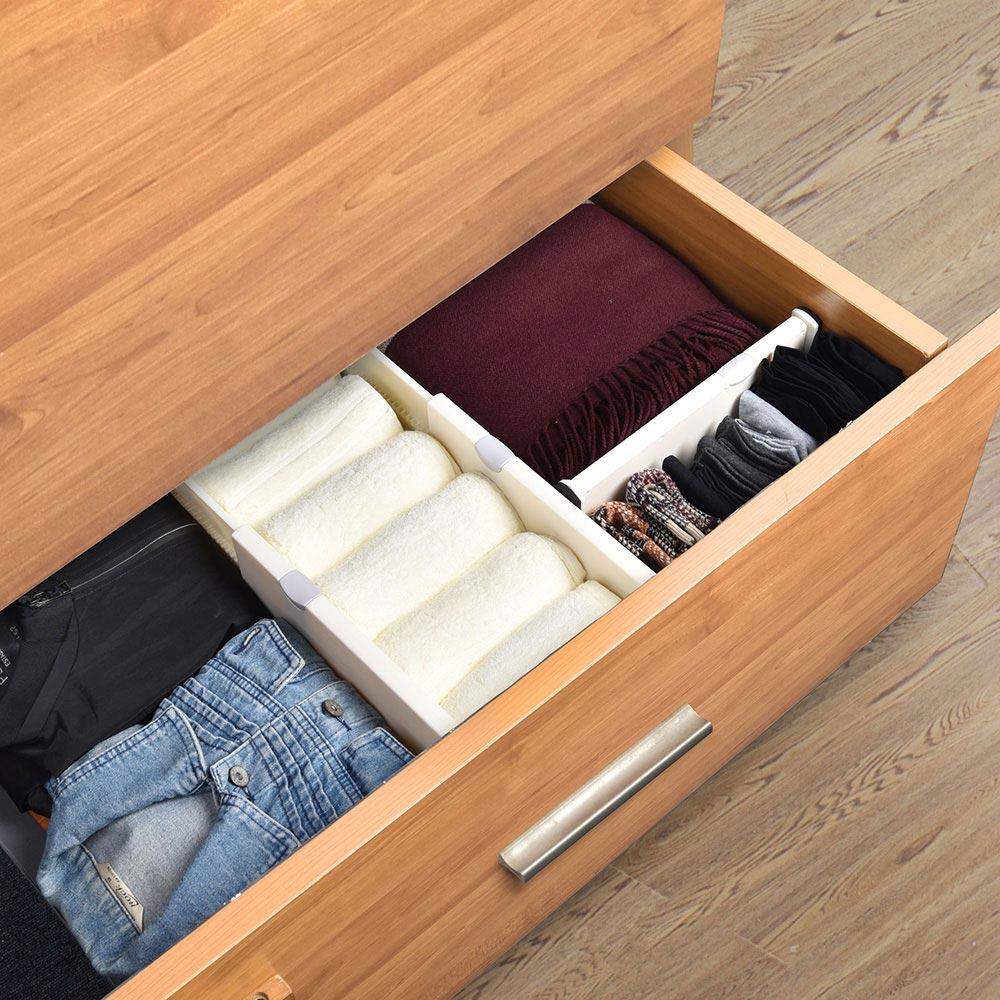 TheLAShop Expandable Dresser Drawer Organizers - 4H x 11-17 Inches, 2 Pack | Perfect for Closet, Bedroom & Nursery Storage Organization