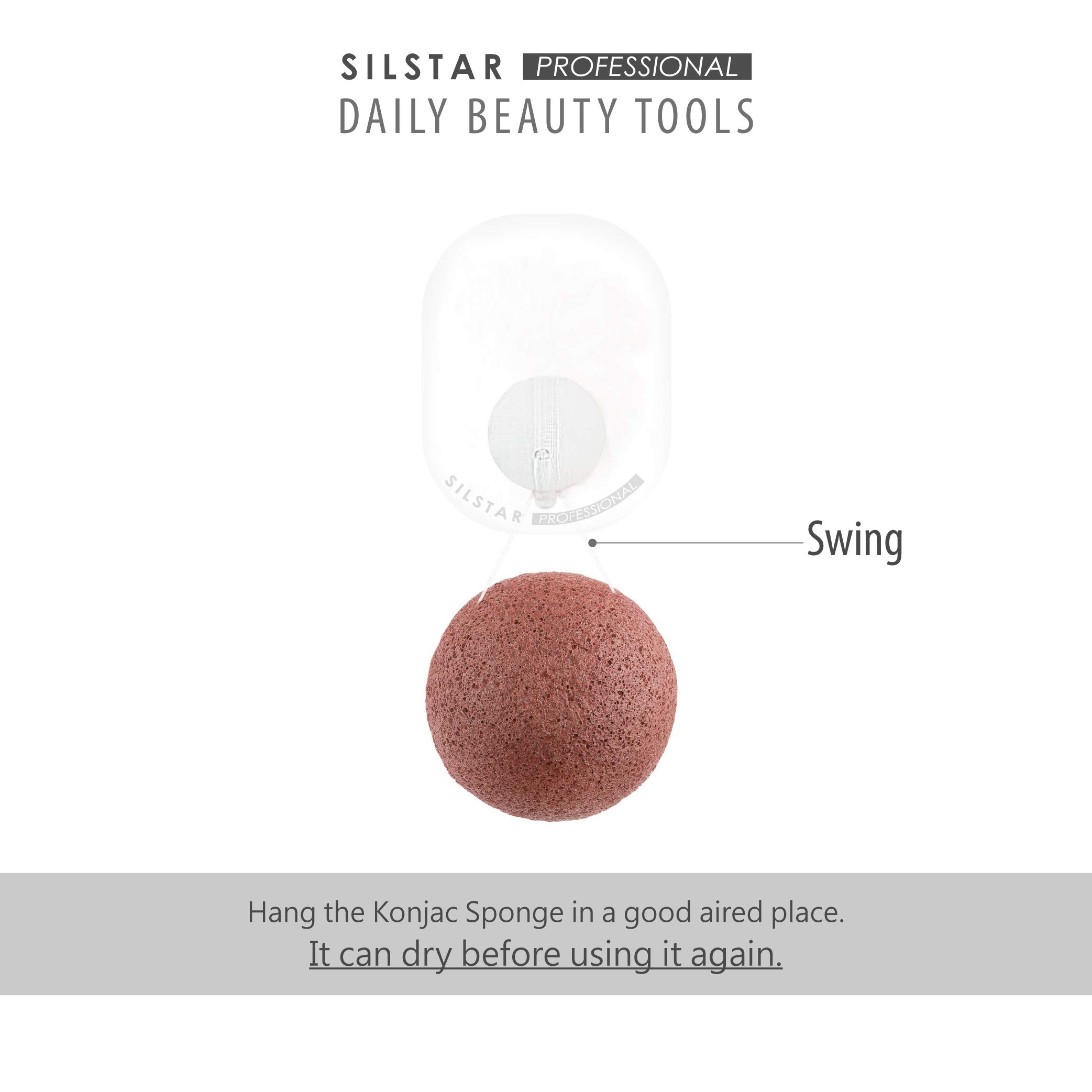 SILSTAR PROFESSIONAL KONJAC Facial & Bath Sponge - Gentle Cleansing for Dry & Mature Skin | 100% Natural Pure White Konjac | Perfect for Daily Skincare & Makeup Removal