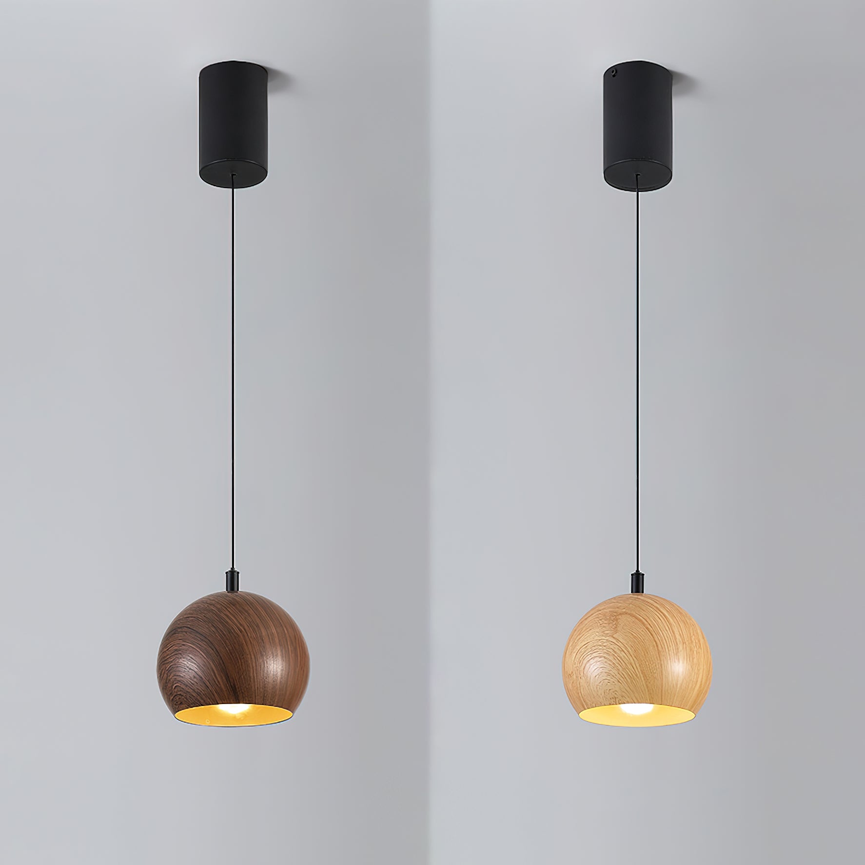 Modern Wood Grain Pendant Lamp - Handcrafted Natural Wood Ceiling Light Fixture for Dining Room, Kitchen Island & Bedroom Decor