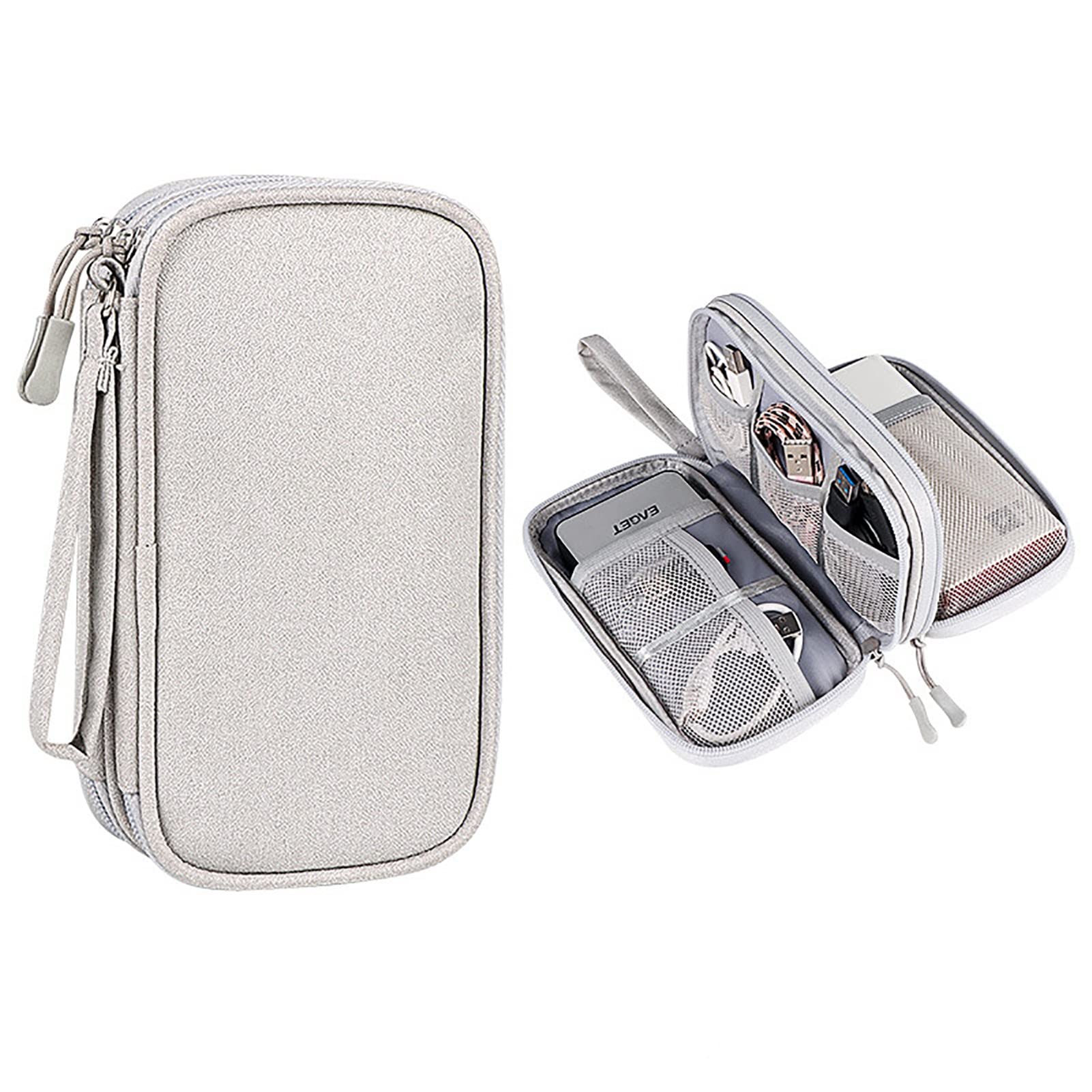 Waterproof Travel Electronic Organizer Bag - Double Layer Portable Cable Storage Pouch for Chargers, Cords, Phones & Headphones | Perfect for Travel, Office & Daily Organization