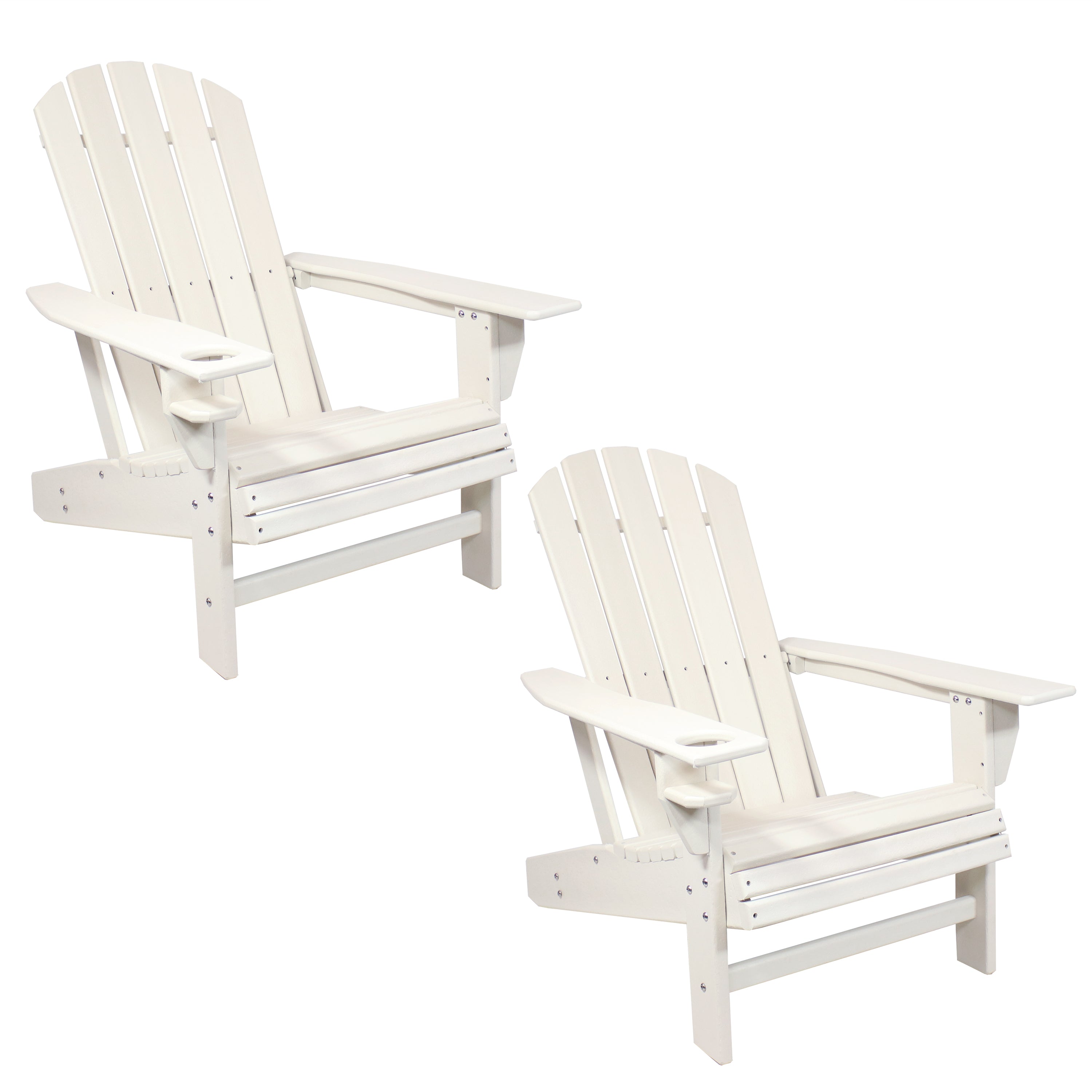 All-Weather Lake Style Adirondack Chair with Cup Holder - Durable Outdoor Patio Furniture for Backyard, Garden, Poolside & Lakeside Relaxation