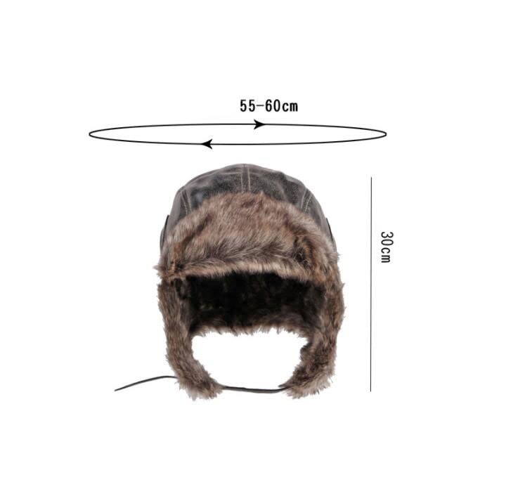 Men's Leather Pilot Hat with Faux Fur Earflaps - Warm Winter Hunting Cap for Outdoor Activities (Brown, 55-60cm) - Perfect for Skiing, Snowboarding & Cold Weather Adventures