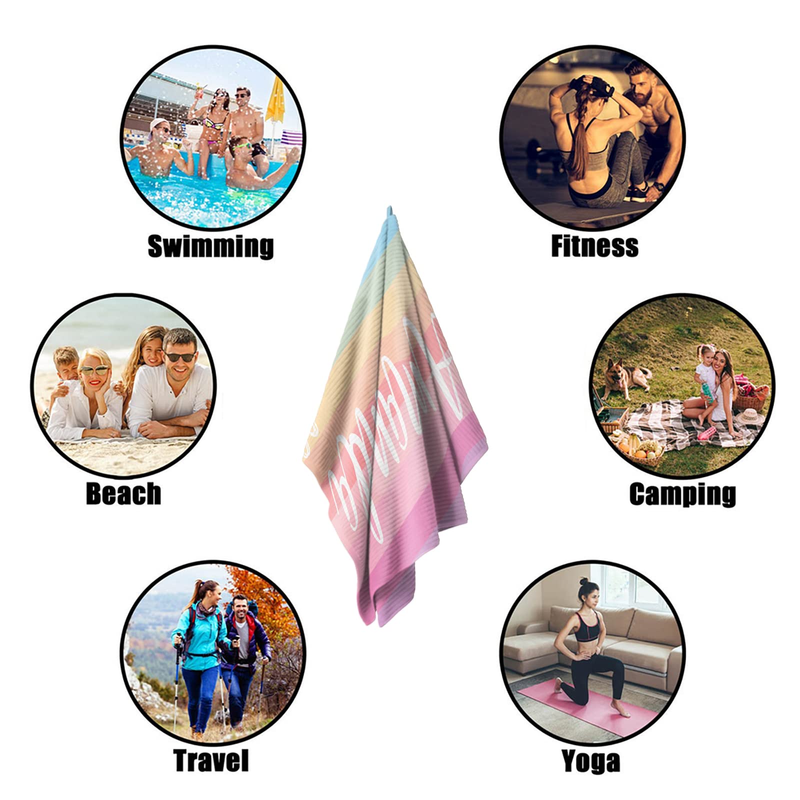 Novgarden Personalized Beach Towels with Name - Custom Quick Dry Microfiber Cotton/Poly Blend Pool Towel 30x60 Inches - Perfect for Beach, Travel, Swimming Pool & Bathroom Decor - Great Gift for Summer Vacations