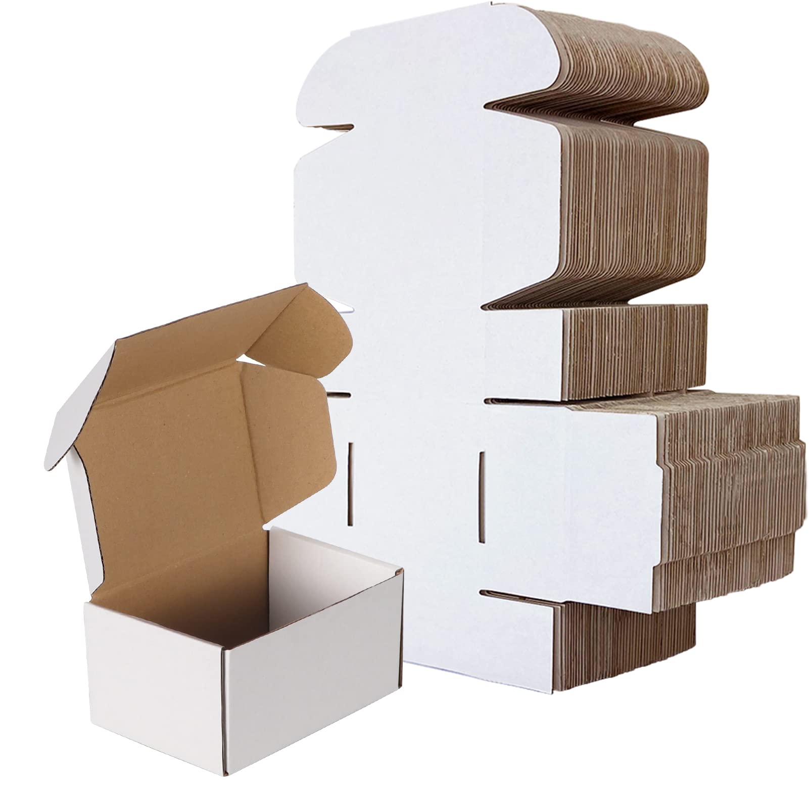 RLAVBL 6x4x3 Inches Small White Corrugated Cardboard Shipping Boxes - Set of 50 Mailer Boxes for Ecommerce, Packaging, and Mailing | Perfect for Small Business, Online Stores & Shipping Lightweight Items