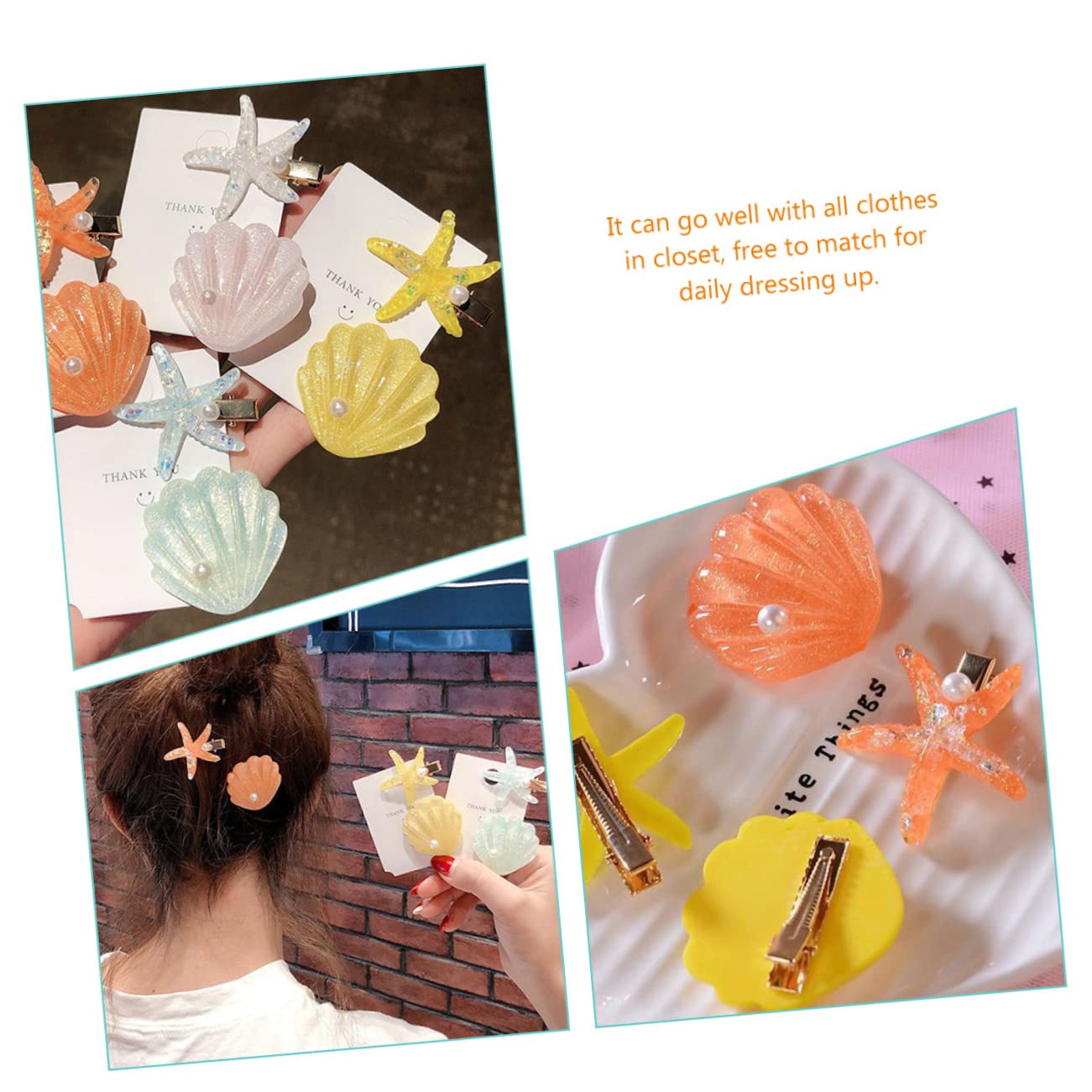 Minkissy 3 Sets Girls Hair Barrettes - Mermaid Hair Clips, Seashell Hairpins for Kids, Unique Party Hair Accessories (8pcs x 3) - Perfect for Birthday Parties, Beach Vacations & Everyday Wear
