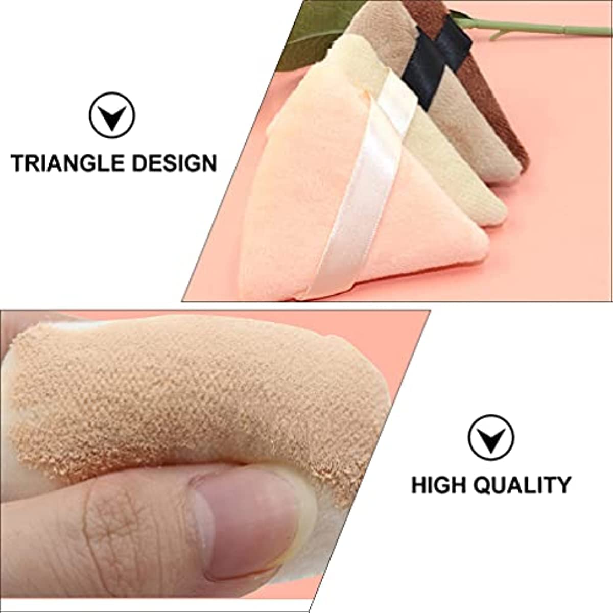 4pcs Premium Triangle Powder Puffs with Strap - Soft Cosmetic Sponges for Face & Under Eyes - Ideal for Loose Powder, Foundation & Body Makeup Application - Perfect for Daily Makeup & Professional Use