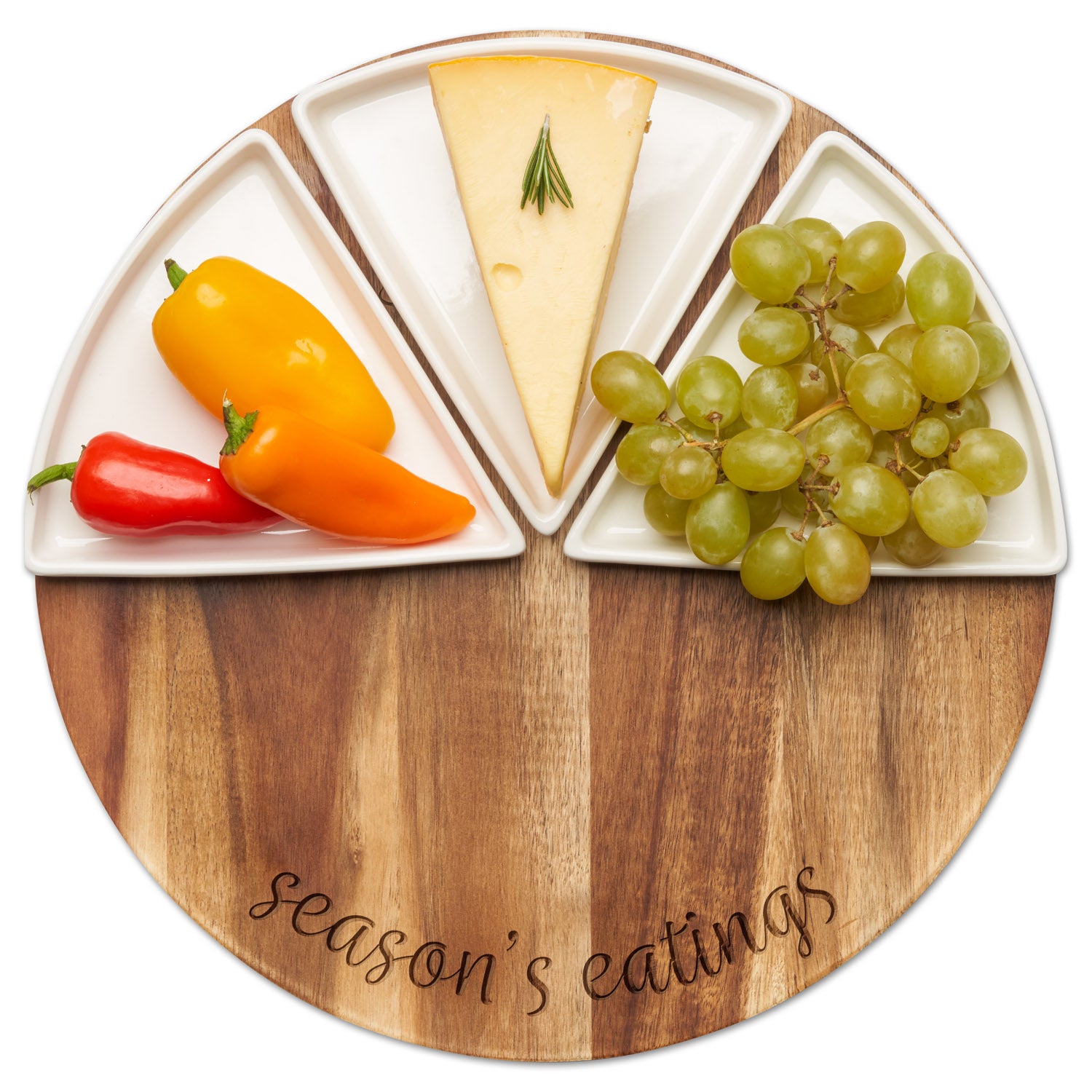 Acacia Fête Round Serving Set - 12-Piece Wooden Appetizer Plates & Cheese Board Collection | Perfect for Holiday Entertaining, Charcuterie Displays & Dinner Parties