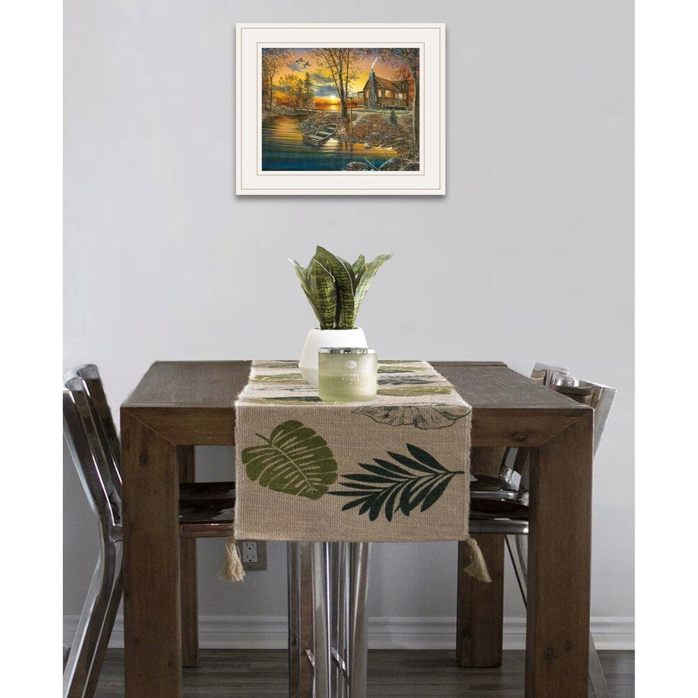 As Night Falls by Jim Hansel - Premium Framed Wall Art Print with White Frame - Perfect for Living Room, Bedroom & Office Decor