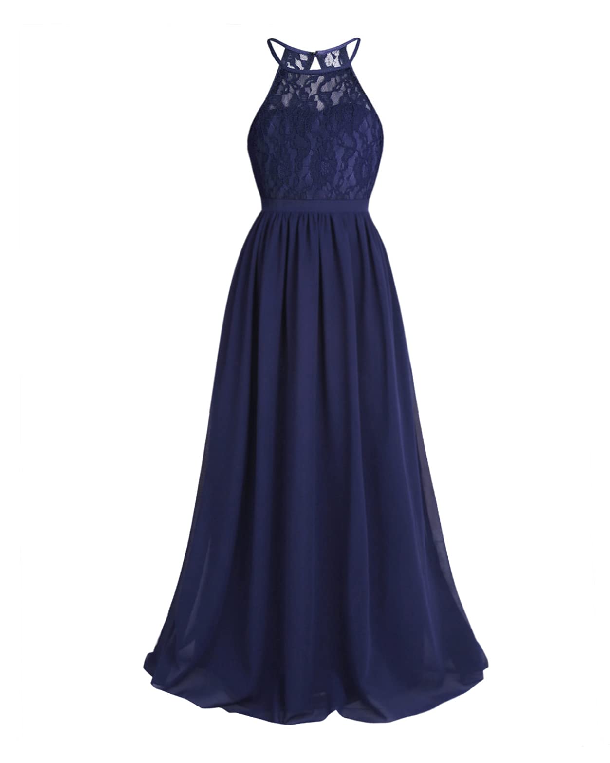 Girls Chiffon Halter Neck Maxi Flower Dress for Wedding, Bridesmaid, Formal Party & Evening Occasions - Elegant Floral Summer Dress for Kids Special Events