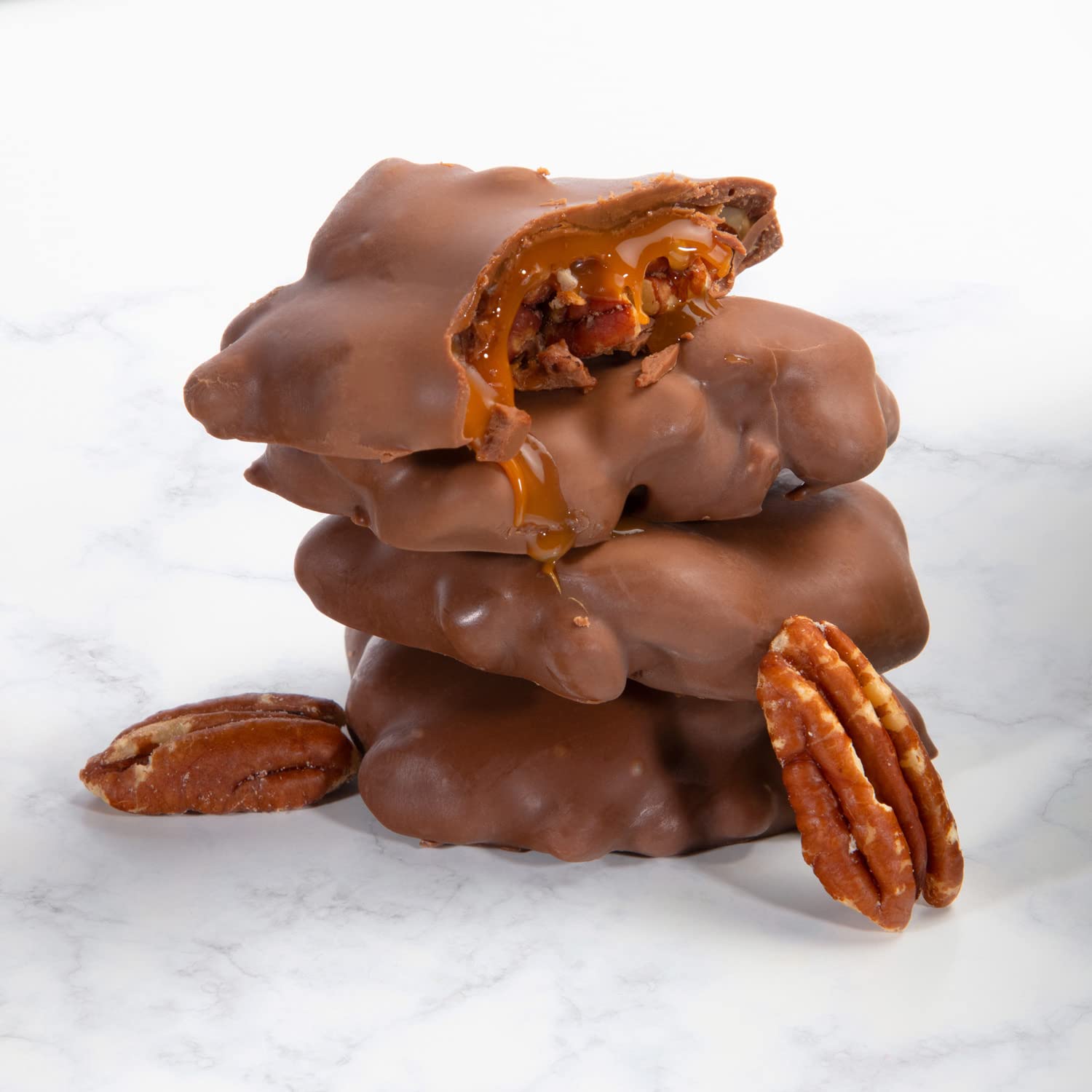 Delicious Milk Chocolate Caramel Pecan Clusters in Gift Tin - Perfect for Holidays, Birthday Gifts & Corporate Treats