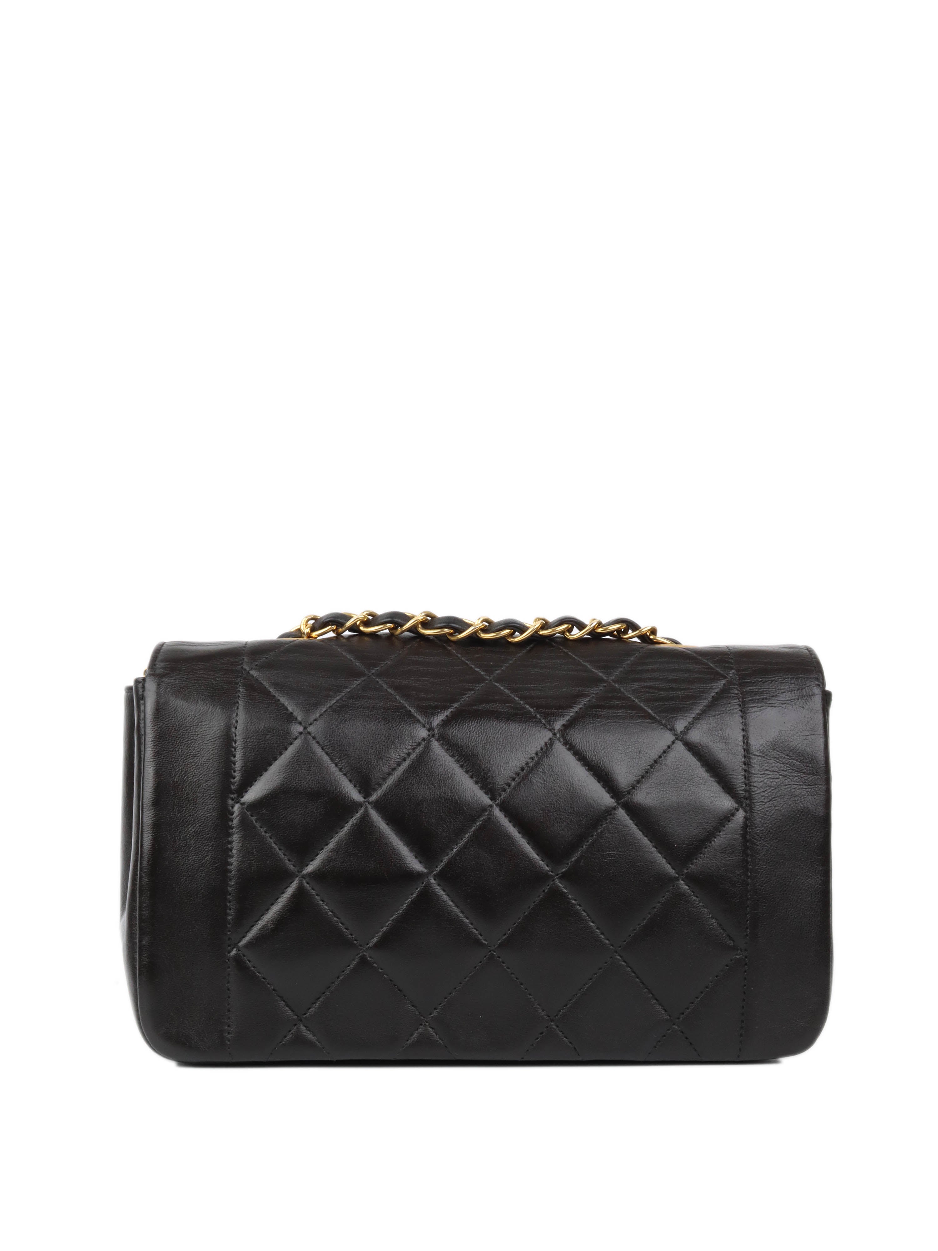 Vintage Chanel Diana Flap Bag in Black with 24K Gold Hardware - Luxury Designer Handbag for Women, Perfect for Evening Events & Special Occasions