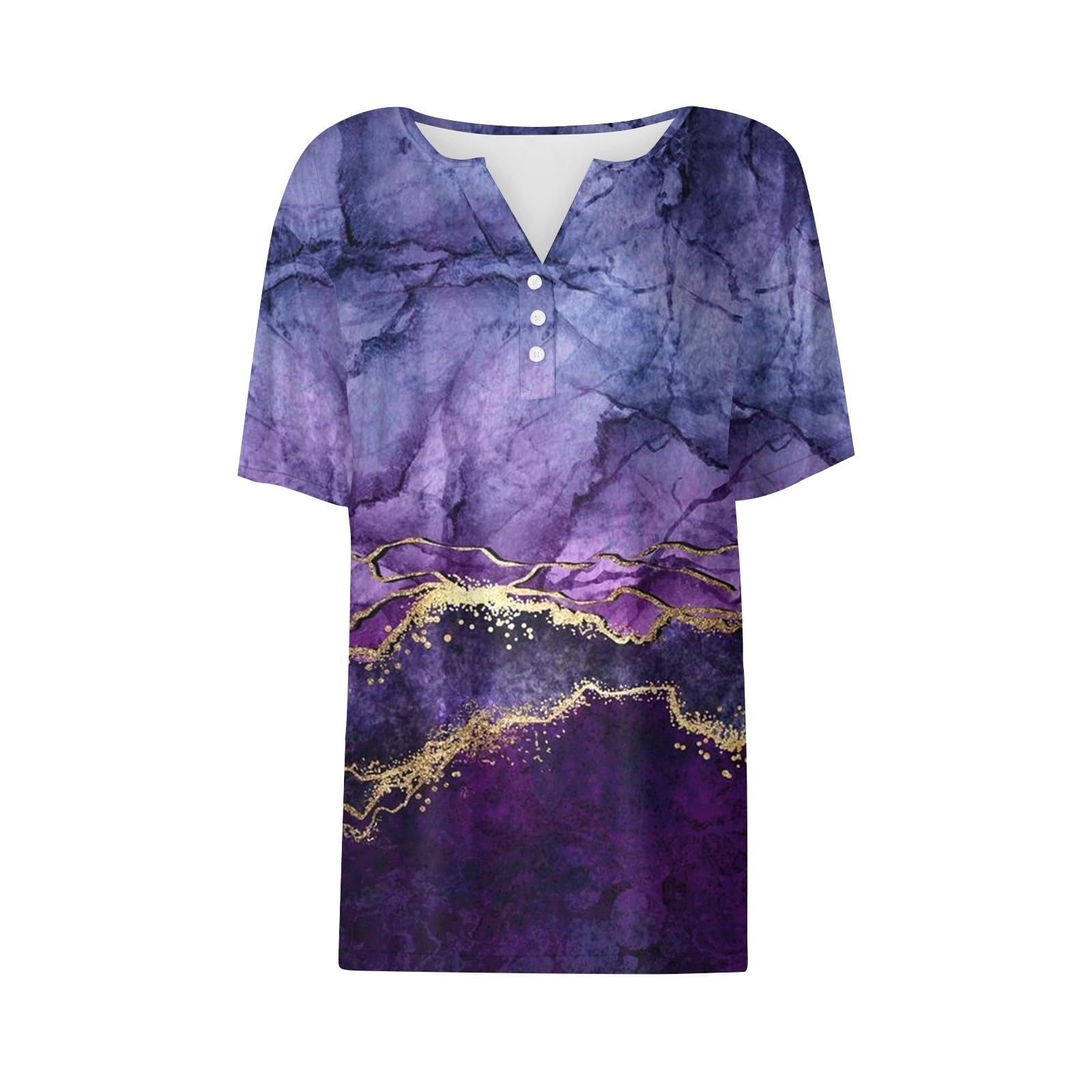 YUTANRAL Women's Summer Tops 2024 - Trendy Vacation V-Neck T-Shirts, Boho Short Sleeve Blouses for Dressy Casual Outfits | Loose Comfortable Tunic Tops for Beach, Travel & Everyday Wear