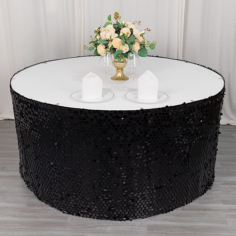 21 ft Big Payette Sequin with Satin Dual Layered Table Skirt - Elegant Party Decor for Weddings, Banquets & Special Events
