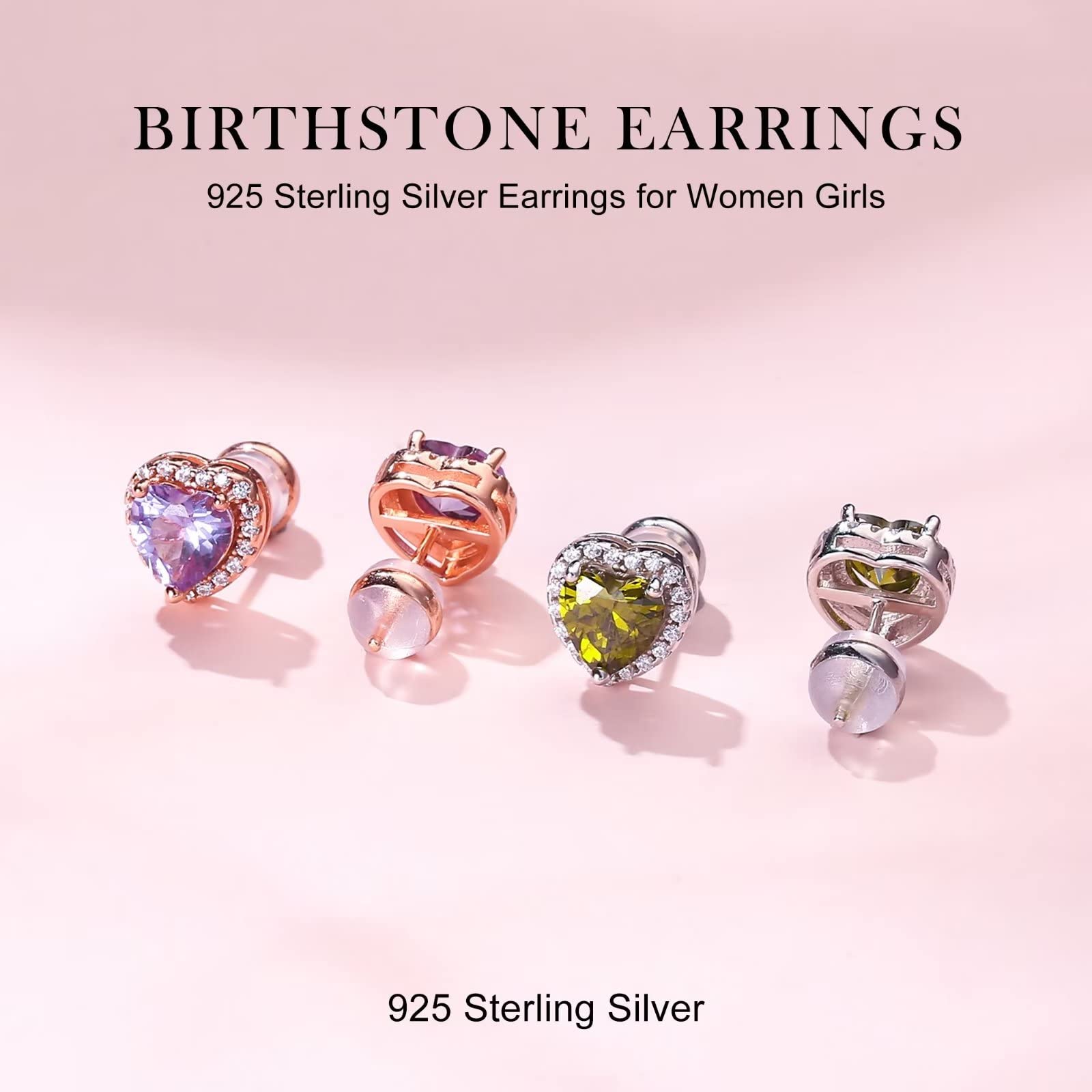 Sterling Silver Birthstone Stud Earrings for Women - Elegant Jewelry Gift for Wife, Mom, Girlfriend | Perfect for Anniversary, Christmas, Mother's Day & Birthday | Everyday Wear & Special Occasions