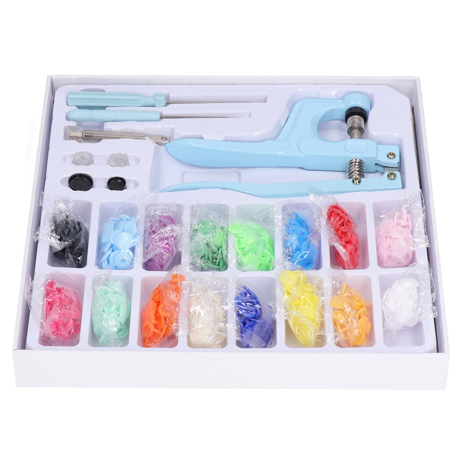 Vibrant 16-Color Plastic Snap Buttons with Screwdriver - Durable Fasteners for Clothing, DIY Crafts & Sewing Projects - Perfect for Jackets, Bags & Baby Clothes